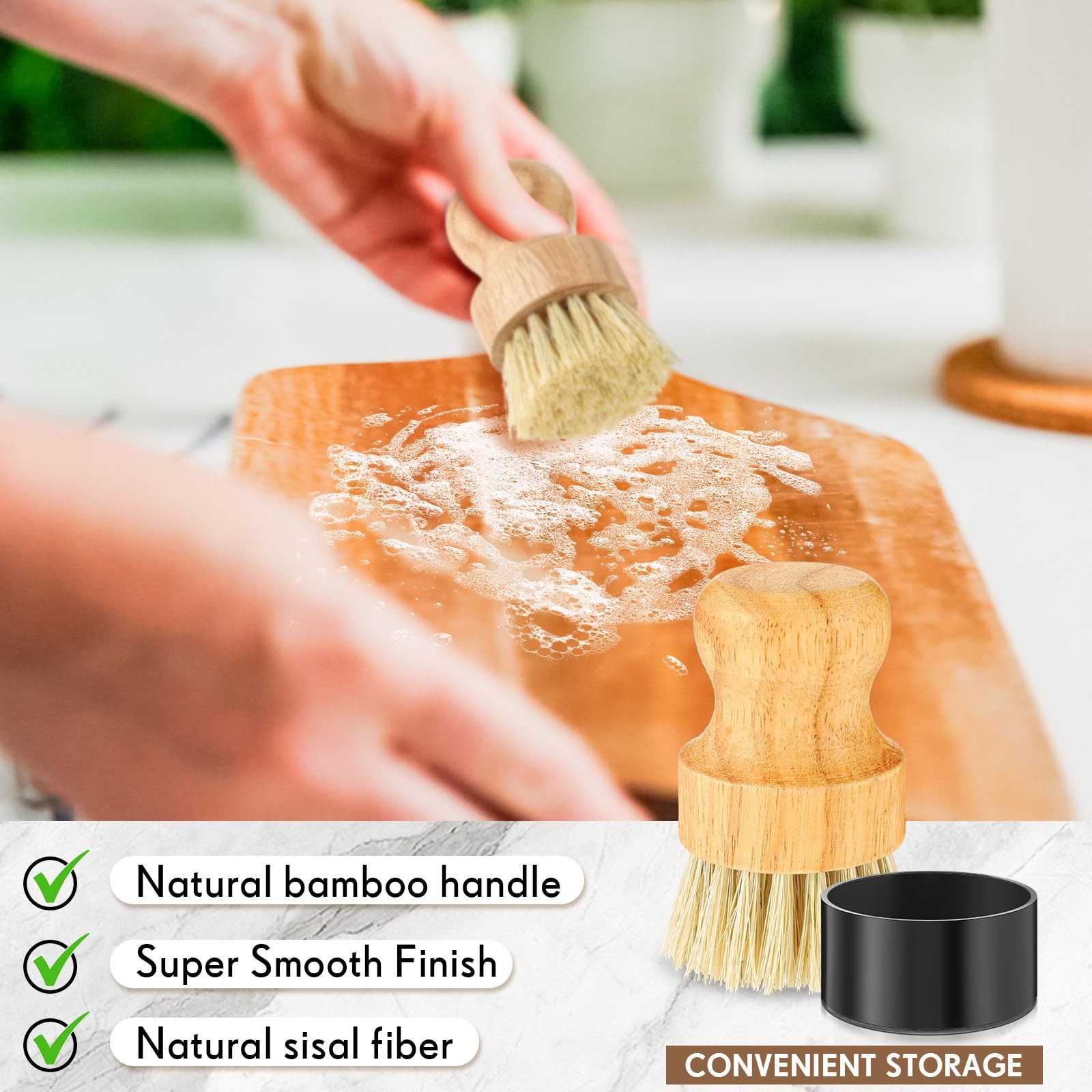 2 Pcs Cutting Board Oil Applicator Set Bamboo Wax Applicator with Sisal Fiber…