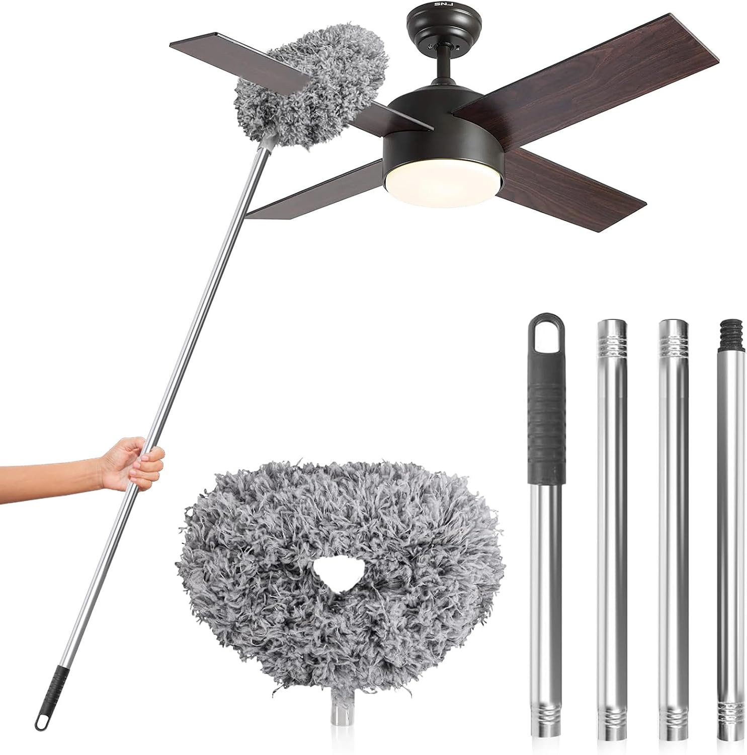 Ceiling Fan Cleaner Duster, Reusable Microfiber Duster with Extension Pole, 13 t