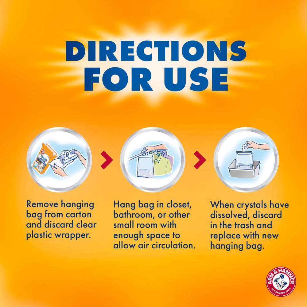 Arm and Hammer Moisture Absorber 3 Pack Hanging Bag Odor Eliminator Closet