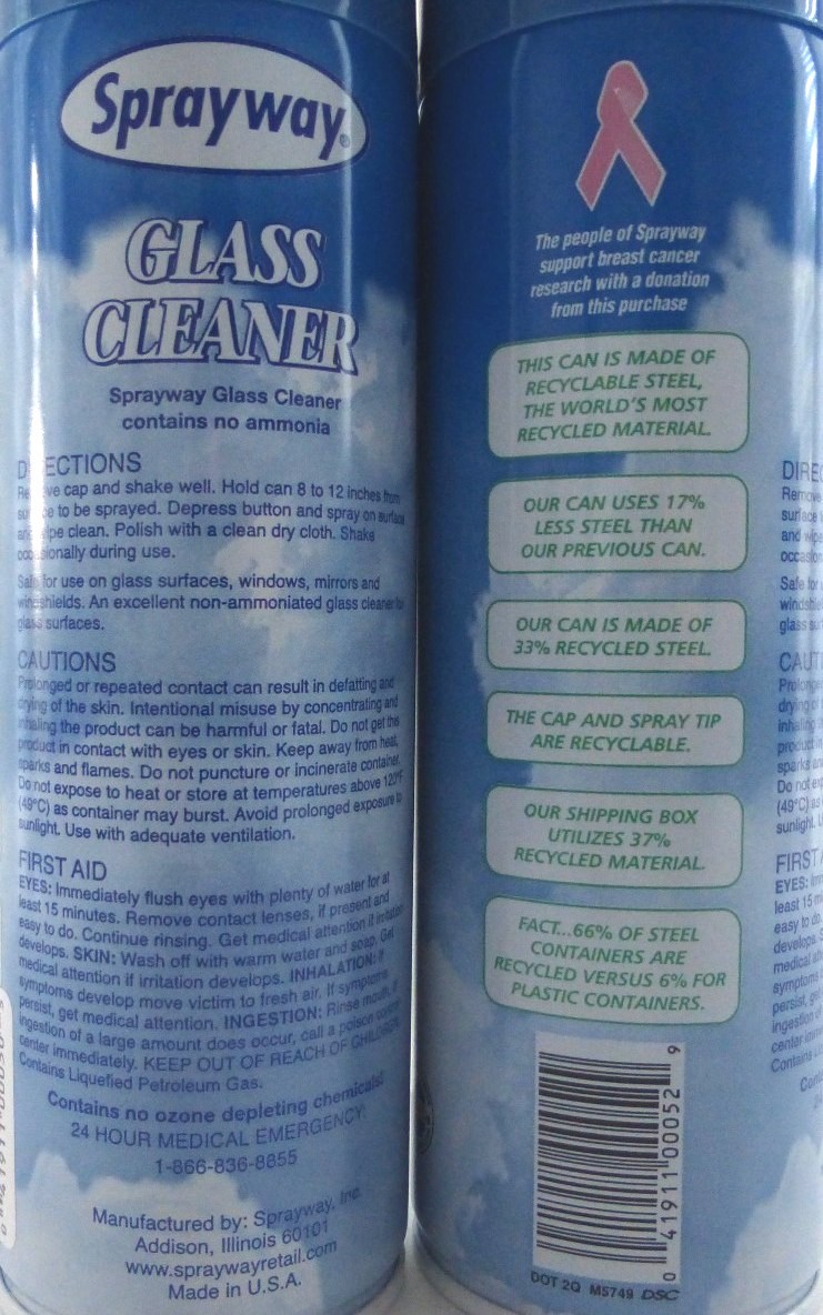 Glass Cleaner Streak Free Clean, Fresh Scent Sprayway (4, 3, 2 Pack) 23 Oz ea.