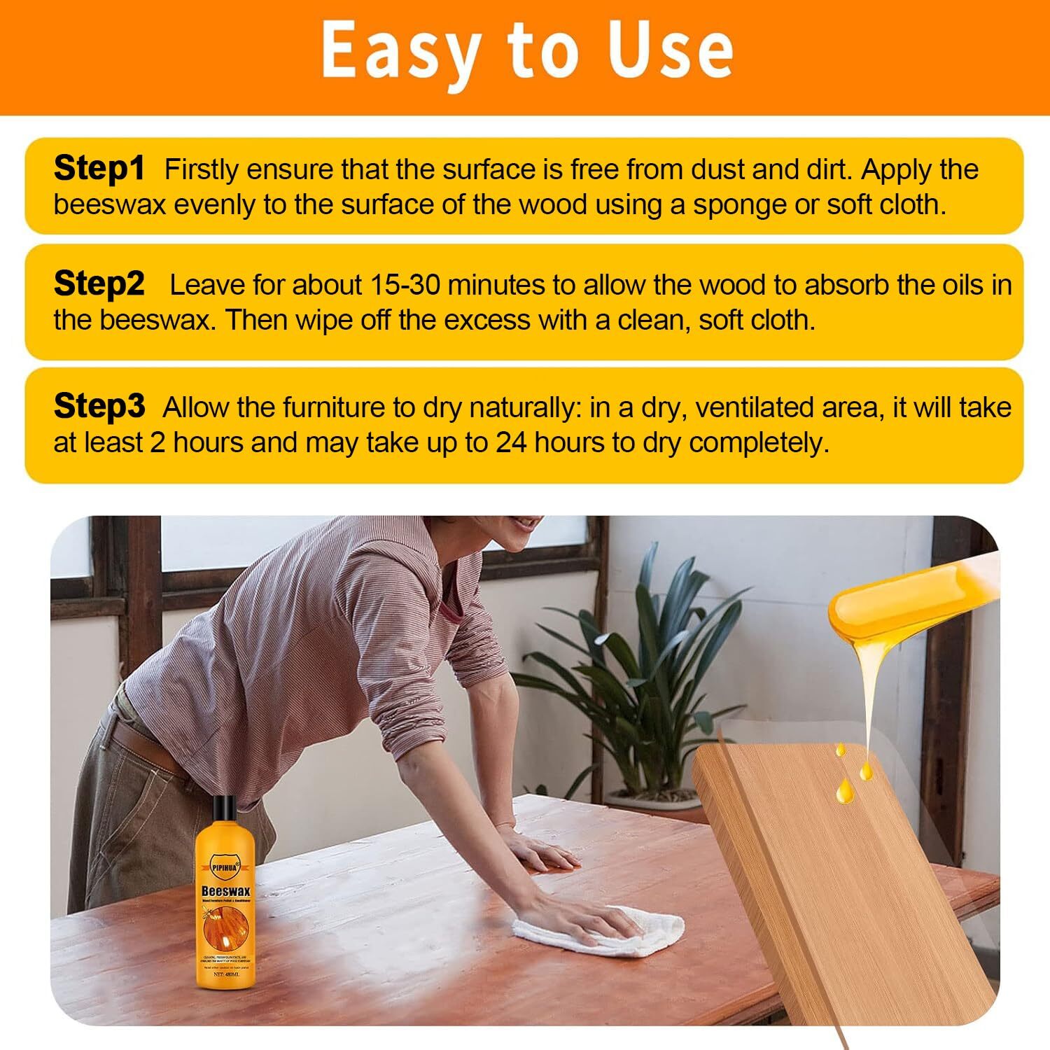 Beeswax Furniture Wood Polish & Conditioner-Wood Seasoning Beeswax Oil for Wo…