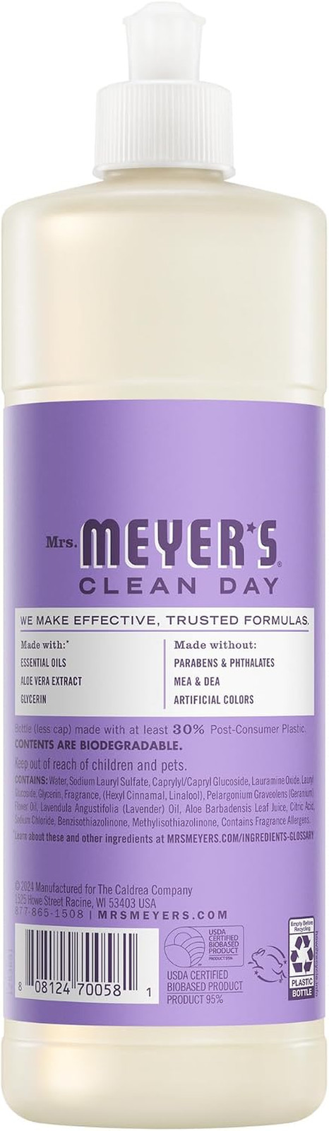 Mrs Meyers Liquid Dish Soap Lilac Scent Spring Floral 16 oz 3-Pack Bundle
