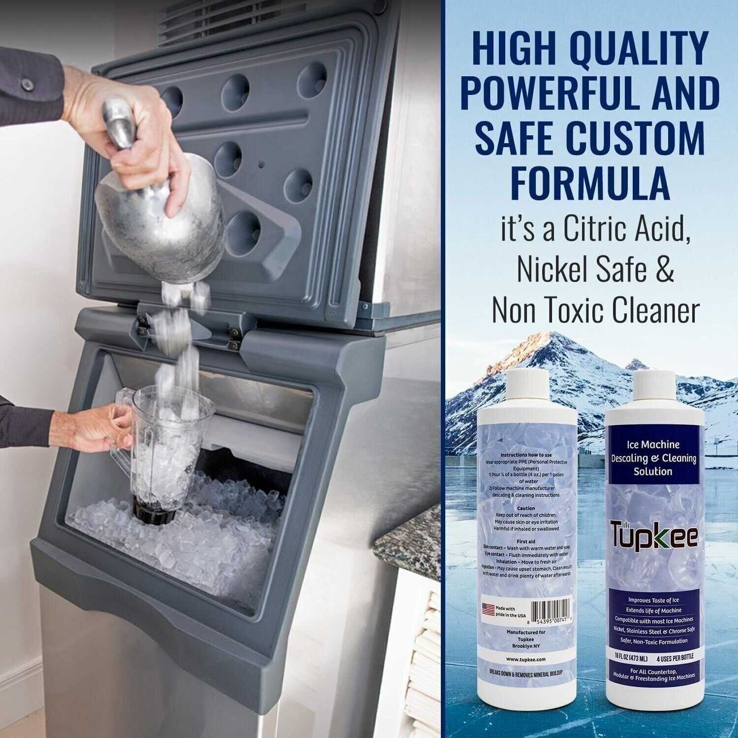 Tupkee Ice Machine Cleaner Nickel Safe, 16oz Ice Maker Cleaner, Universal 2 Pack