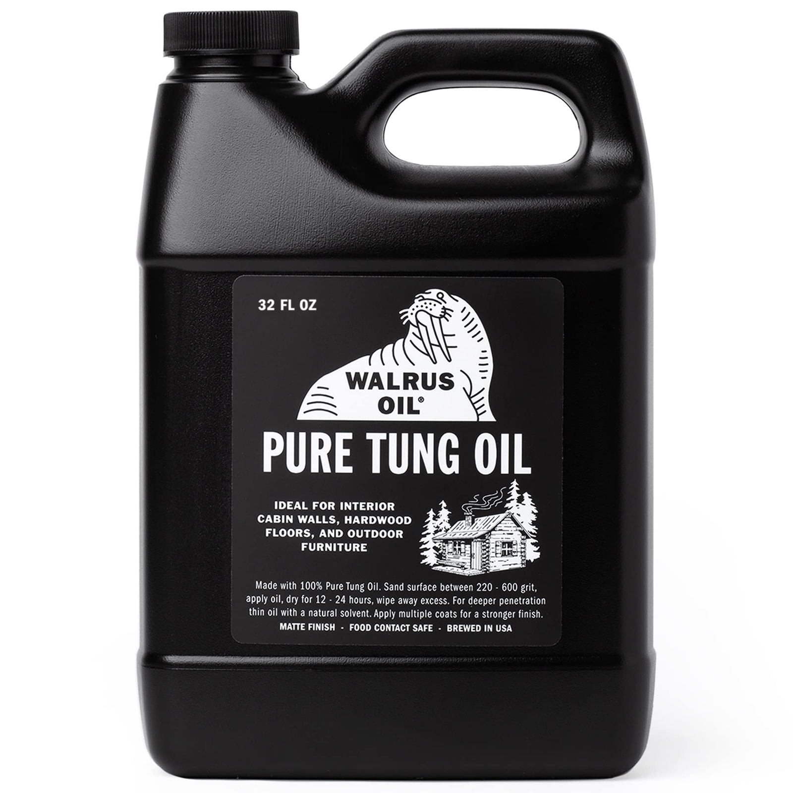 100% Pure Tung Oil, Wood Finish for Any Woodworking Project Natural. 32oz Jug K