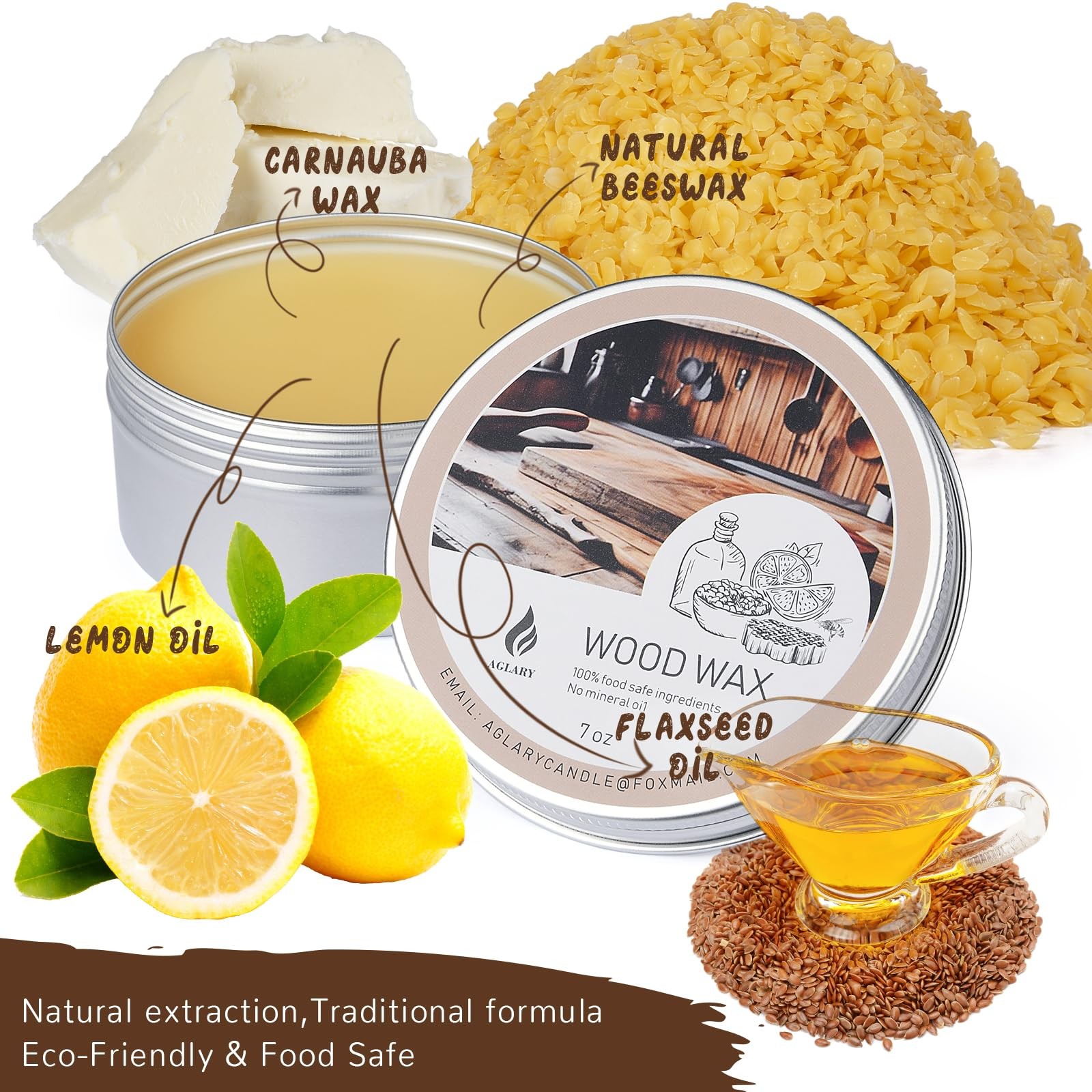 AGLARY 7oz Beeswax for Cutting Boards, Wood Butter Cutting Board Wax – Natura…