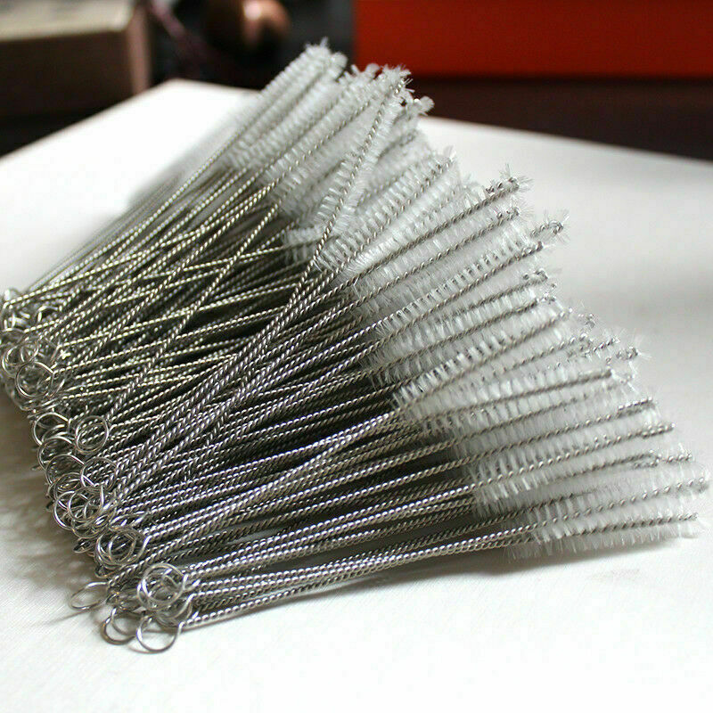 100Pcs/Set Cleaning Brush for Bottle Pipe Stainless Steel Nylon Straw Cleaners