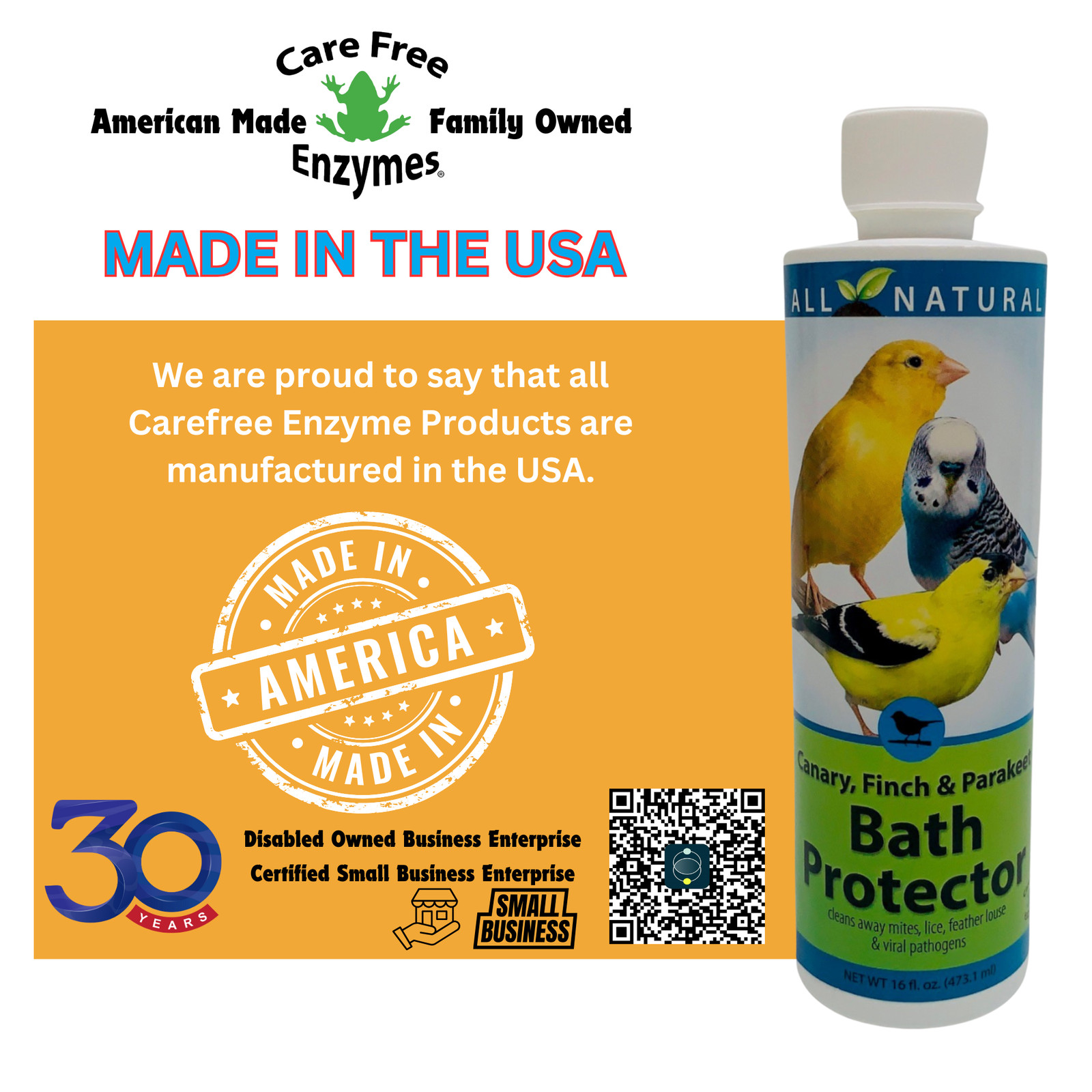 Pet Bird Bath Water Protector | For Canaries, Finches & Parakeets | 16 oz & 33.9