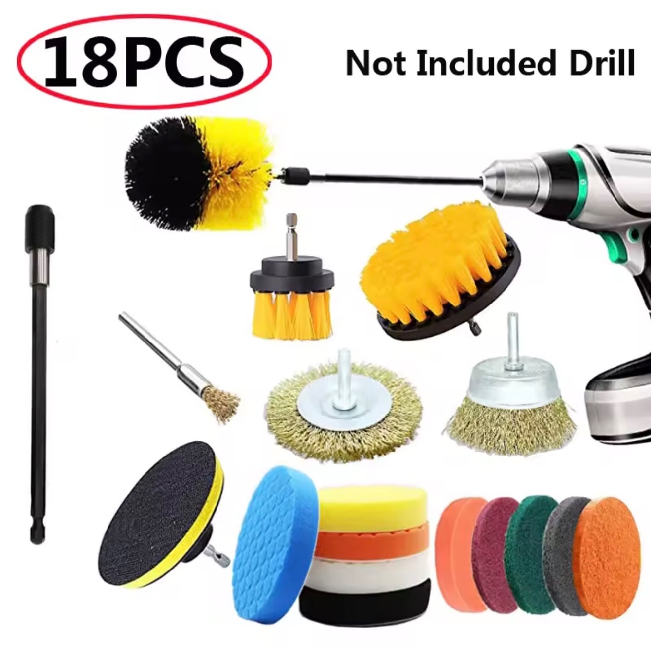 3 To 26 Brush Attachments Set Scrub Pads Sponge Power Scrubber Wash Cleaning Kit