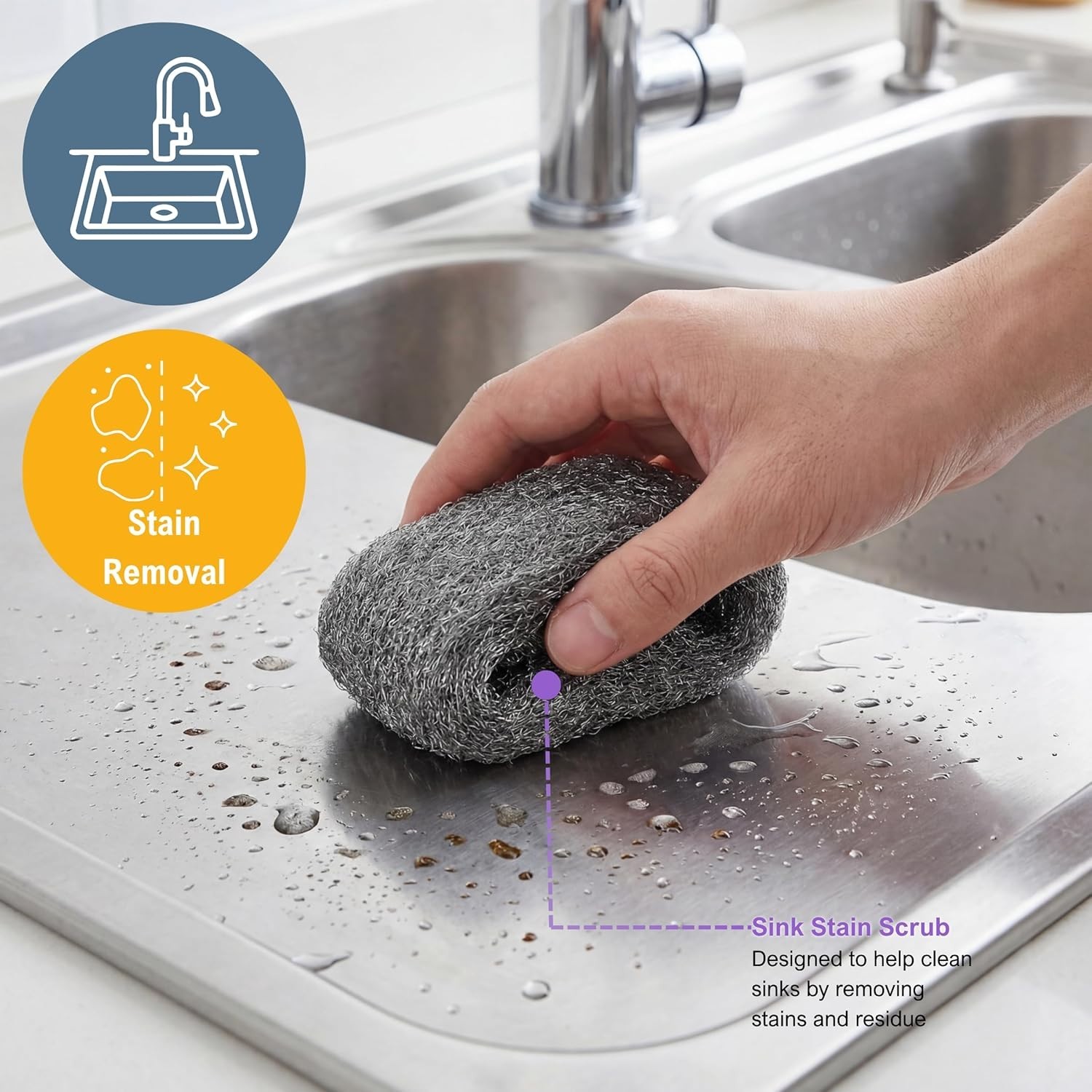 Wool Scrubber 0000 Fine for Cleaning Glass Pack of 8 Fine Steel Wool Pads for Po