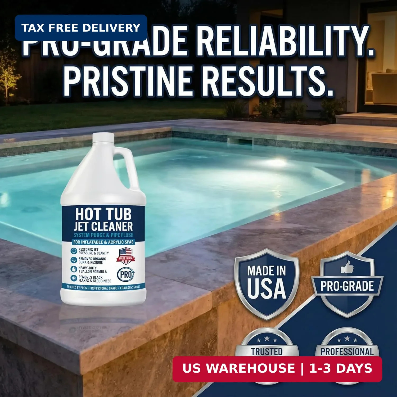 Hot Tub Jet Cleaner – 1 Gallon – Spa Line Flush & Spa System Flush – Jet Tub Cle