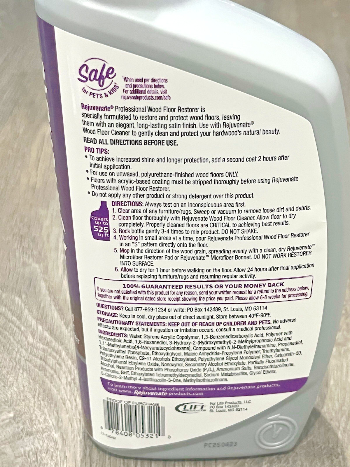 Rejuvenate Professional Wood Floor Restorer 32oz Satin with Microfiber Pad