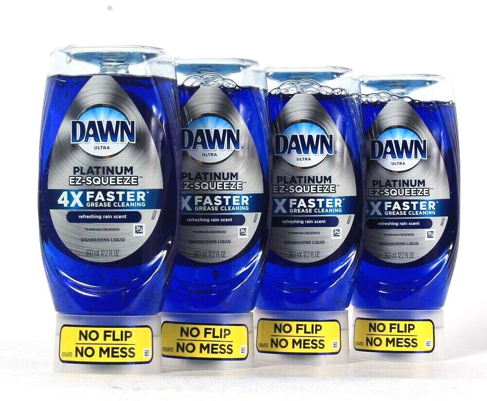 4 Count Dawn Ultra 12.2 Oz Platinum EZ Squeeze Rain Scent Dishwashing Liquid