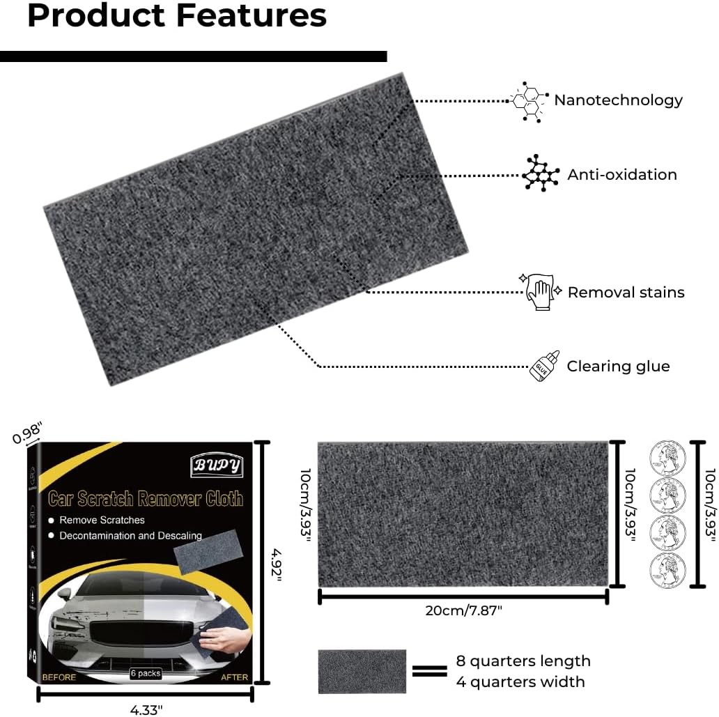 6 Pack Cloth, Ultimate Scratch Remover & Adhesive Remover with La Size: 6 Pack