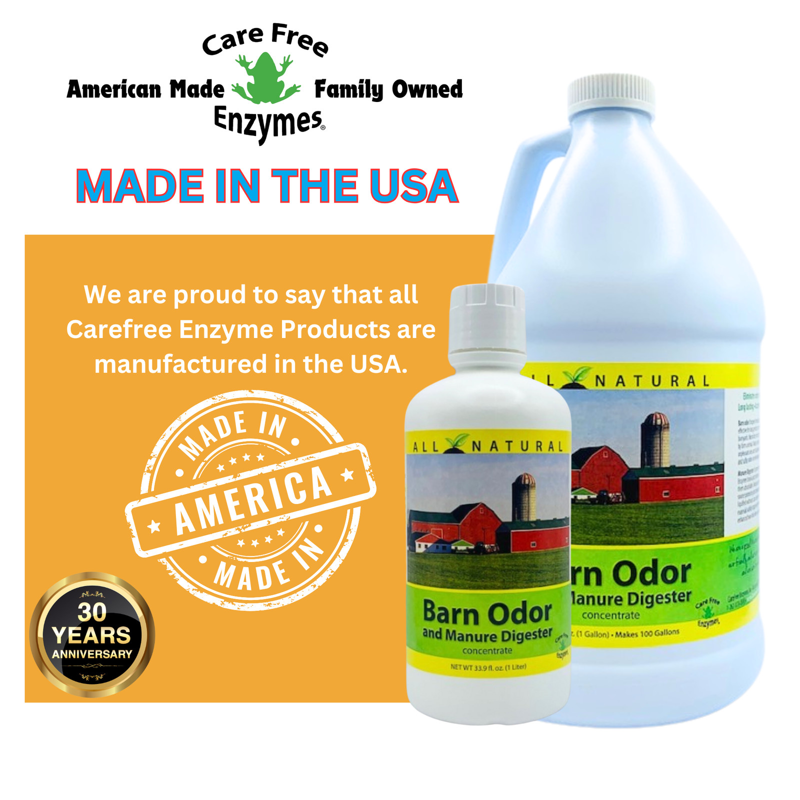 Concentrated Barn Deodorizer & Manure Digester | Ammonia Control for Livestock S