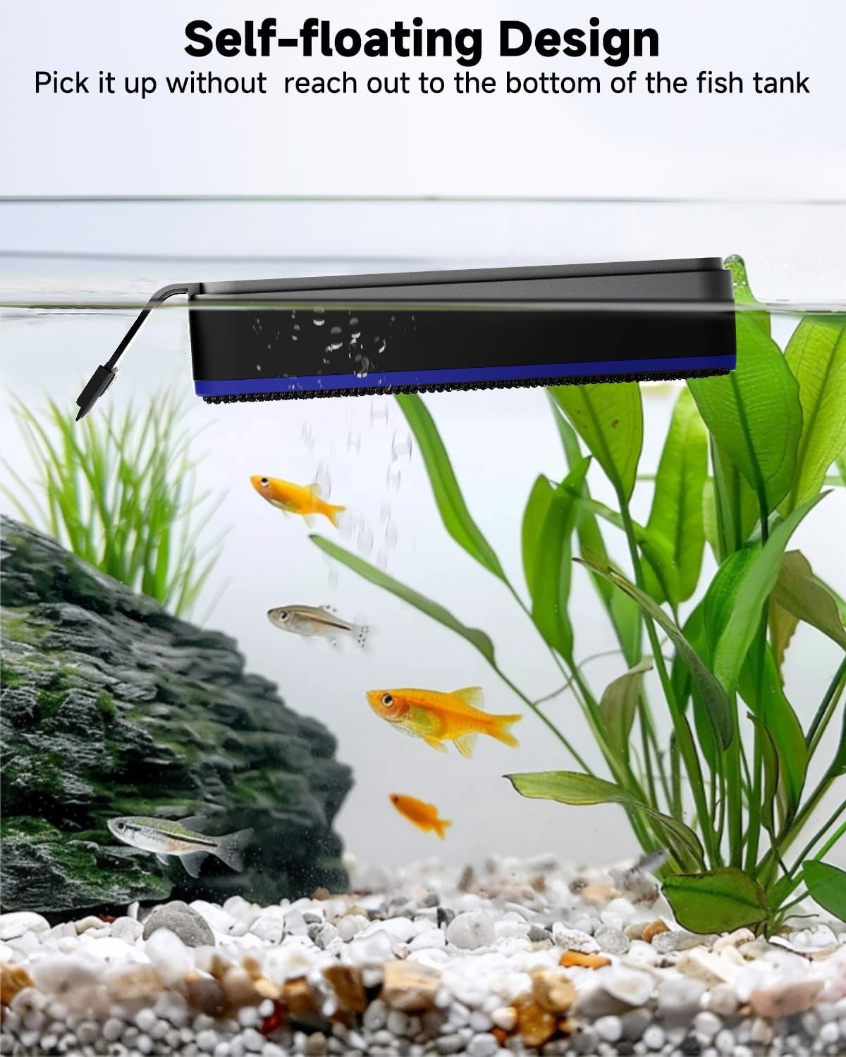 AQQA Magnetic Aquarium Fish Tank Glass Cleaner, Dual-Blades Algae Scraper Glass