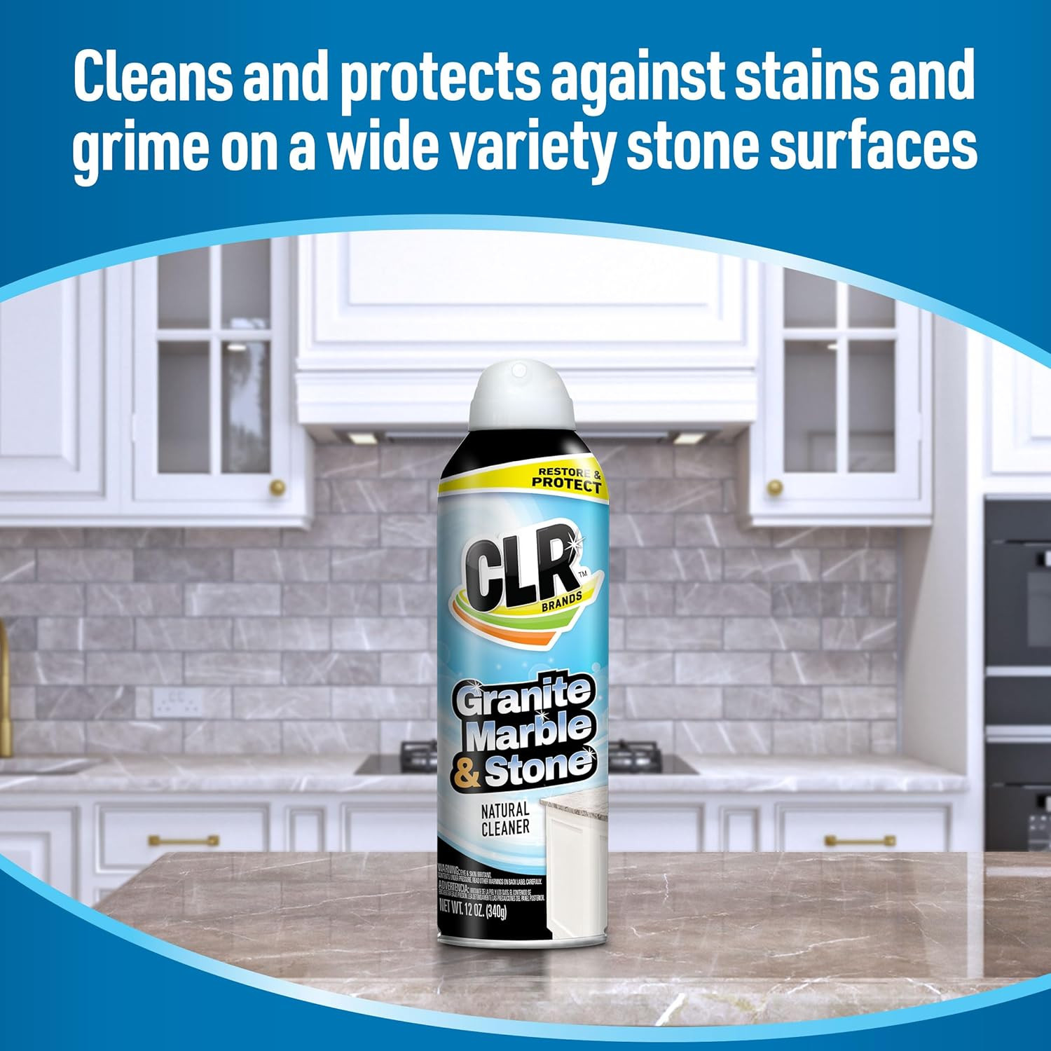 Clean & Clear Stone, Granite, Marble, and Stone Cleaner, 12 Ounce Aerosol Spray
