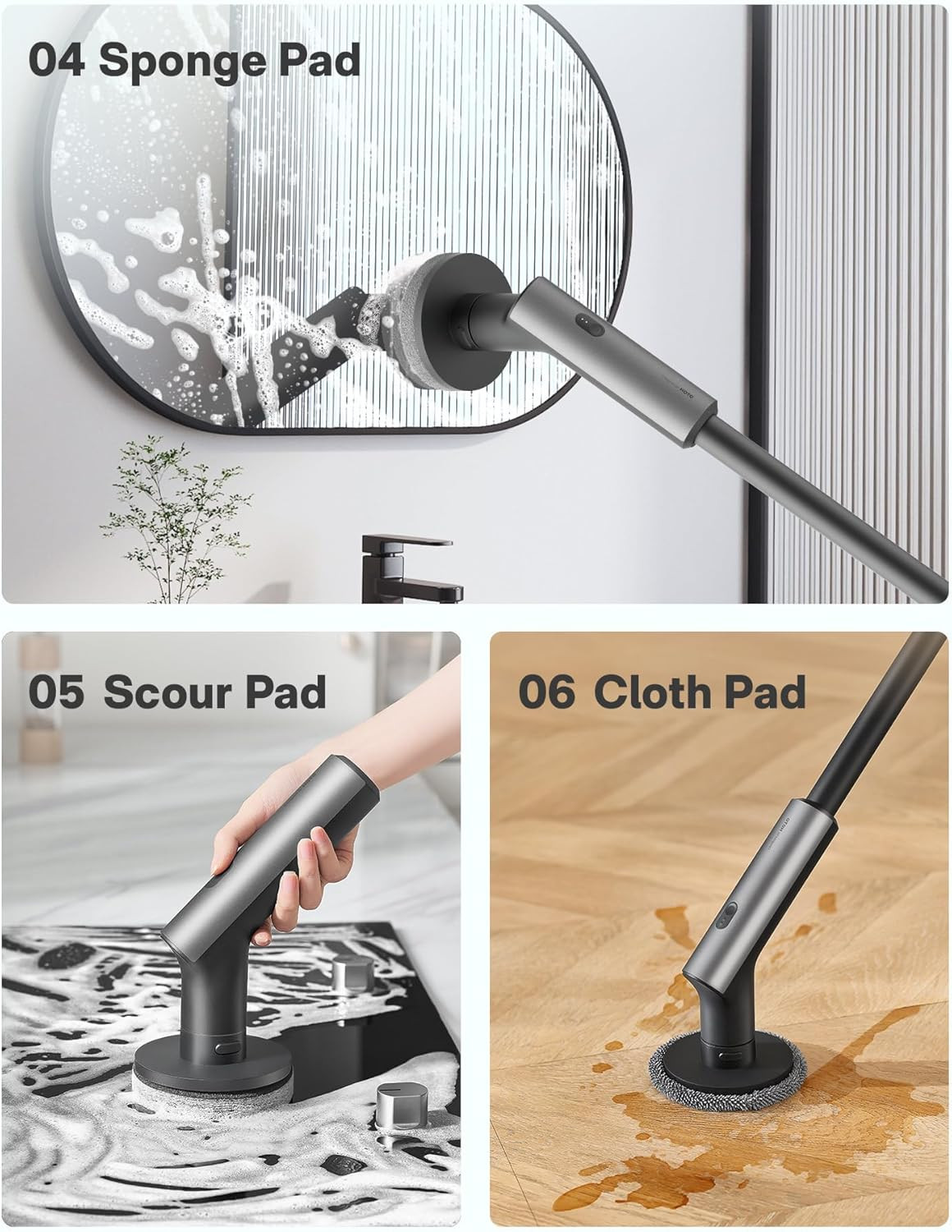 Cordless Electric Spin Scrubber, IPX7 Full Body Waterproof Bathroom Cleaning Bru