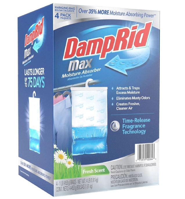 DampRid Max Moisture Absorber Fresh Scent Hanging Bag 4 pk-1lb.