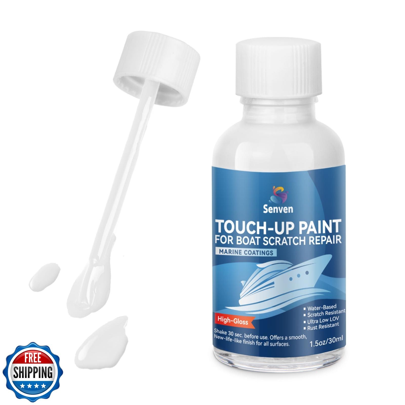 Boat Paint White Touch Up Pen High-Gloss Boat Scratch Repair Marine Topside B