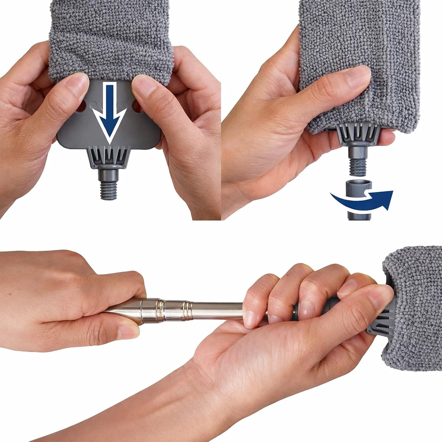 Retractable Gap Dust Cleaner with Extension Pole, Cleaning Tools with 3 Microfib