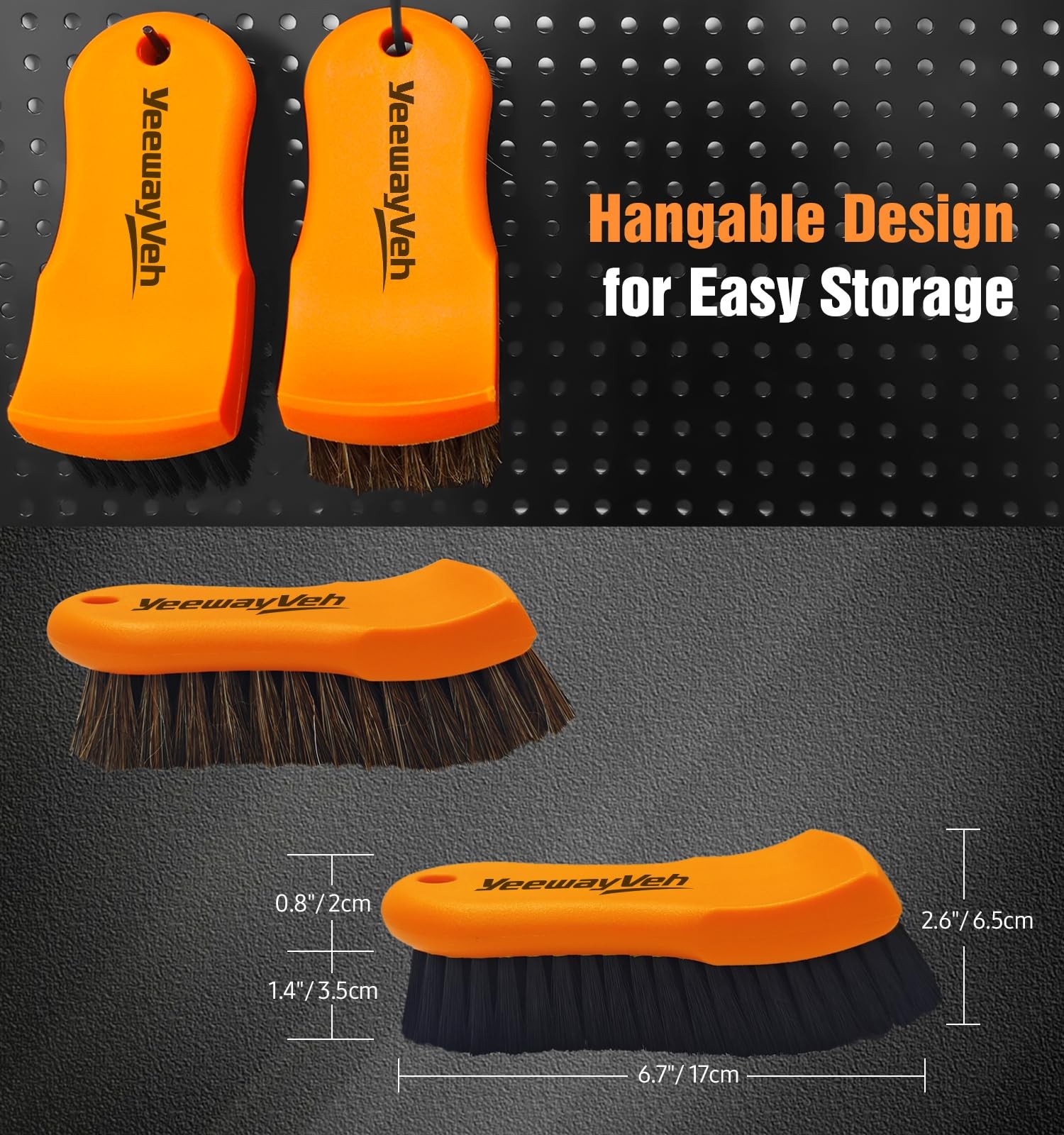 2PCS Leather Cleaning Brush, Horse Hair Brush for Car Leather Seat, Fabric, Shoe
