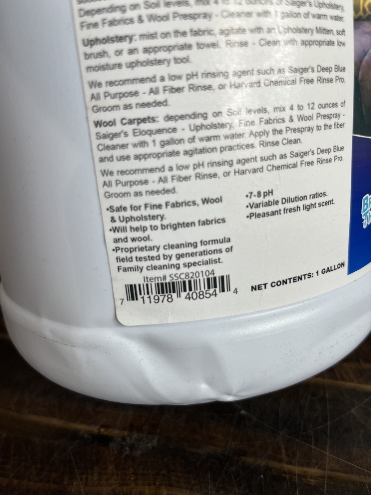 Saiger’s Sauce Eloquence Upholstery Fine Fabrics Wool Prespray Cleaner 1 Gal