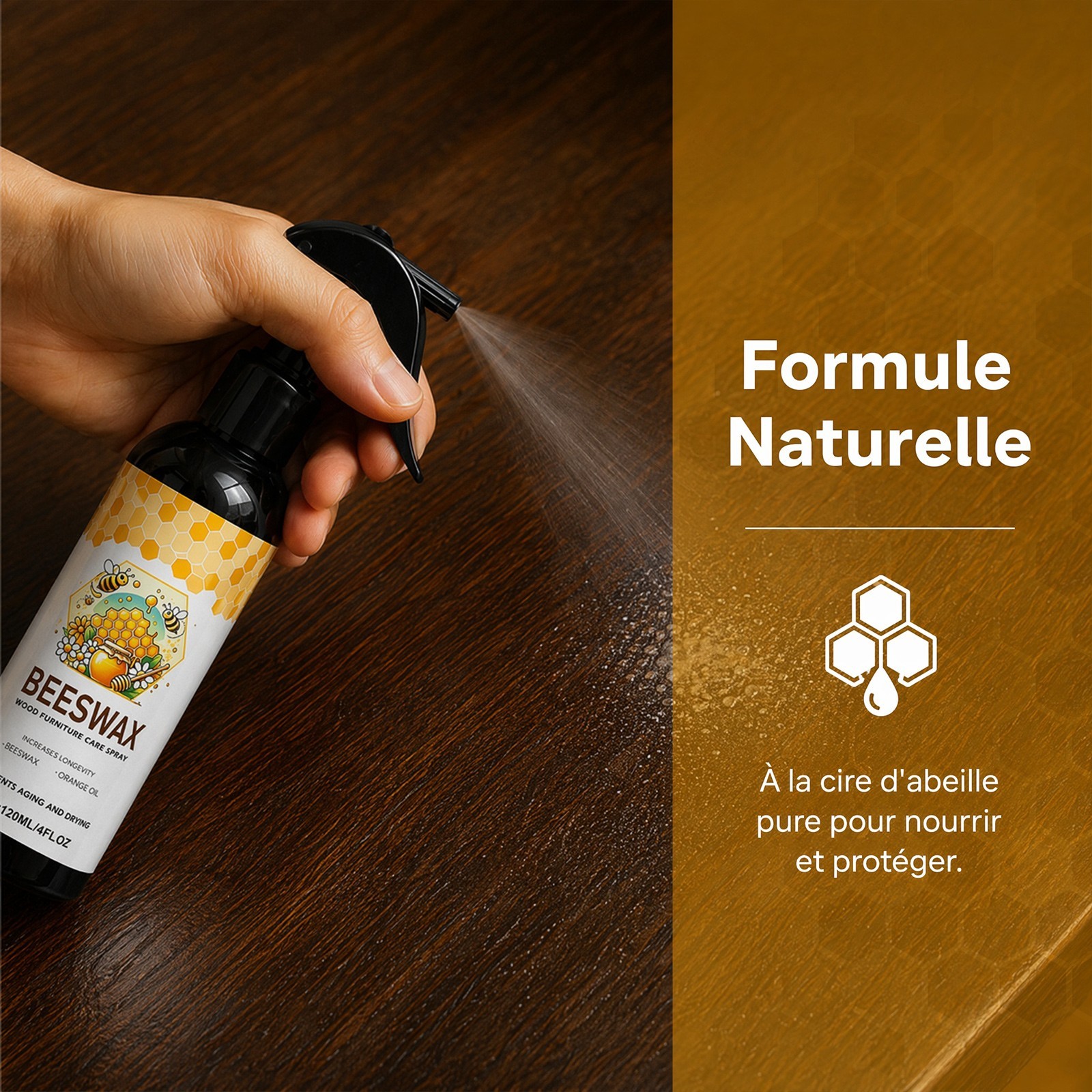Natural Beeswax Wood Polish Spray – Furniture & Floor Cleaner Restorer