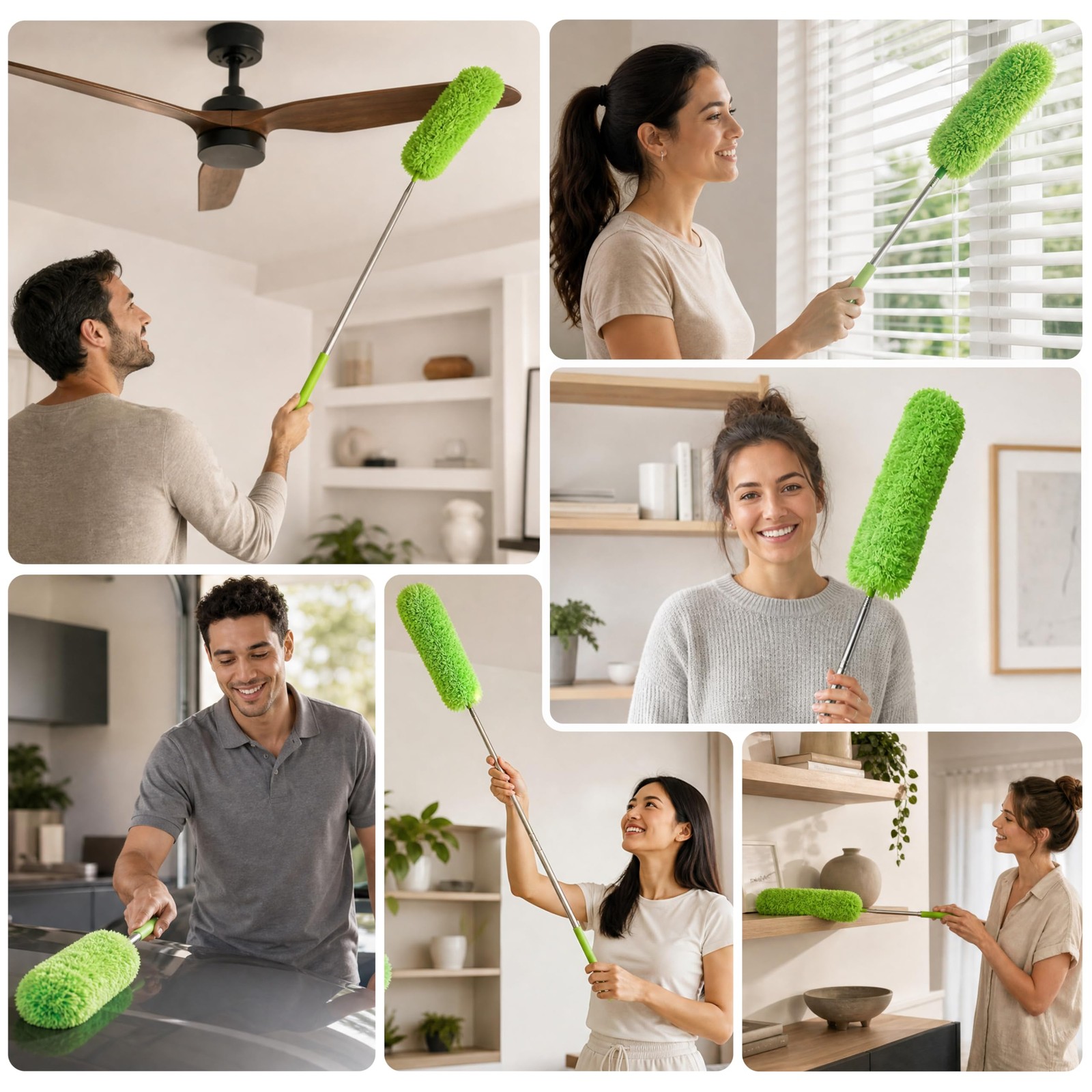 Extendable Microfiber Duster, 100 Inch – Feather Dusters for Cleaning Ceiling…