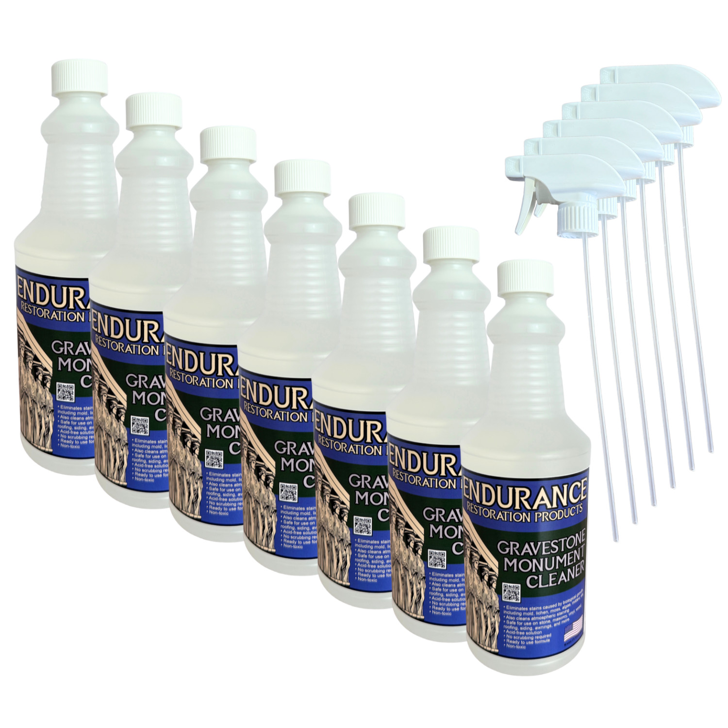 Endurance Gravestone & Monument Cleaner – 6 Quart Case (Spray Bottles)