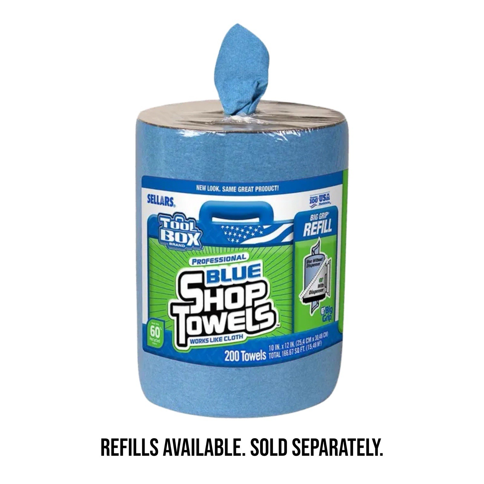 Blue Shop Towels Big Grip Dispenser Bucket 200-Ct.