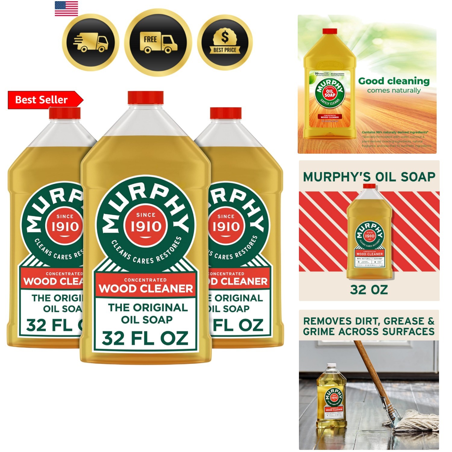 Oil Soap Concentrated Formula, Wood Cleaner, No-Rinse Floor Cleaner, Citronel…
