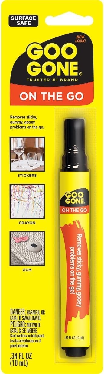 on the Go Pen – Adhesive Remover – Quickly Removing Stubborn Stickers Crayon Tap