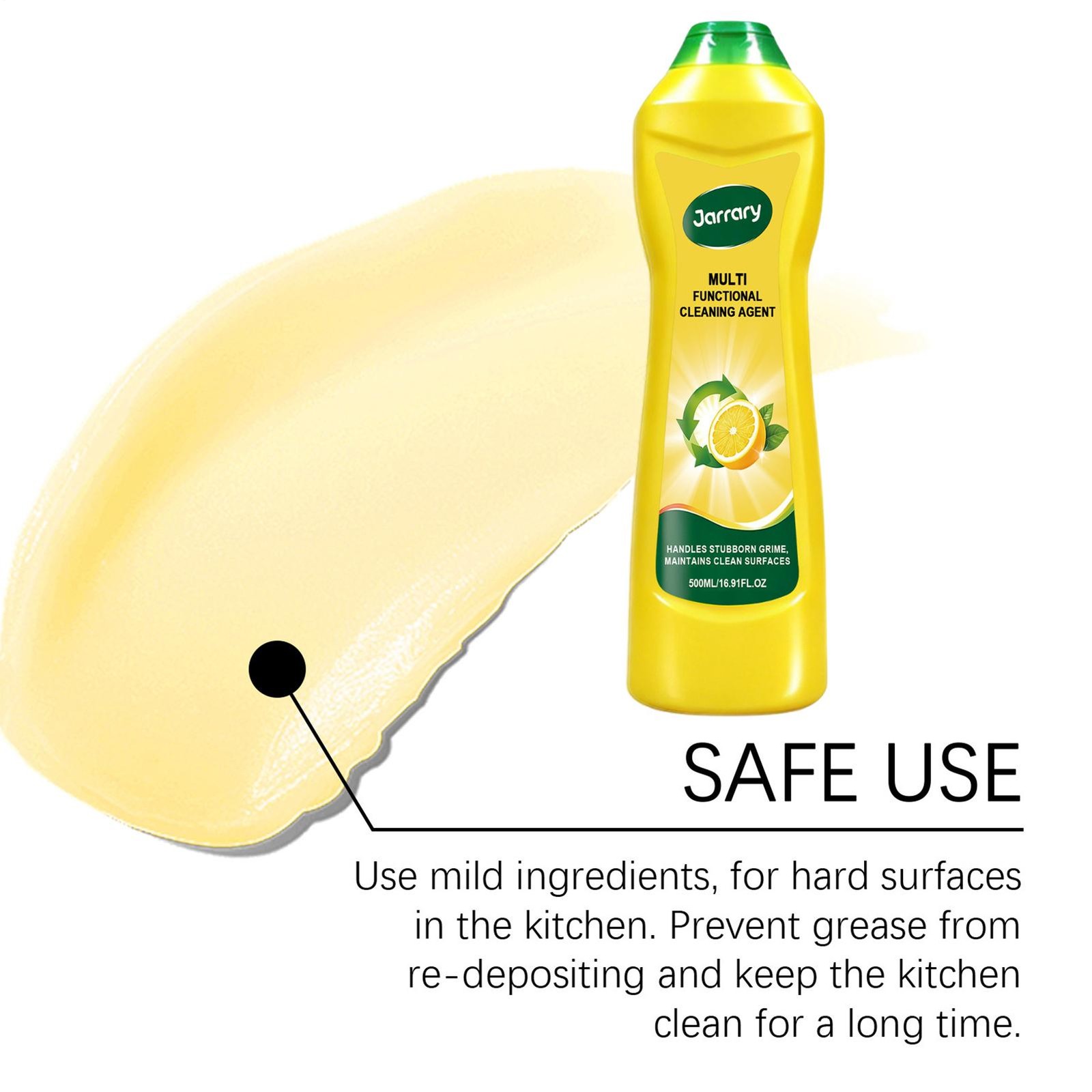Jarrary All Purpose Cleaner 500ml, Lemon Scent Powerful Household Cleaning Tool
