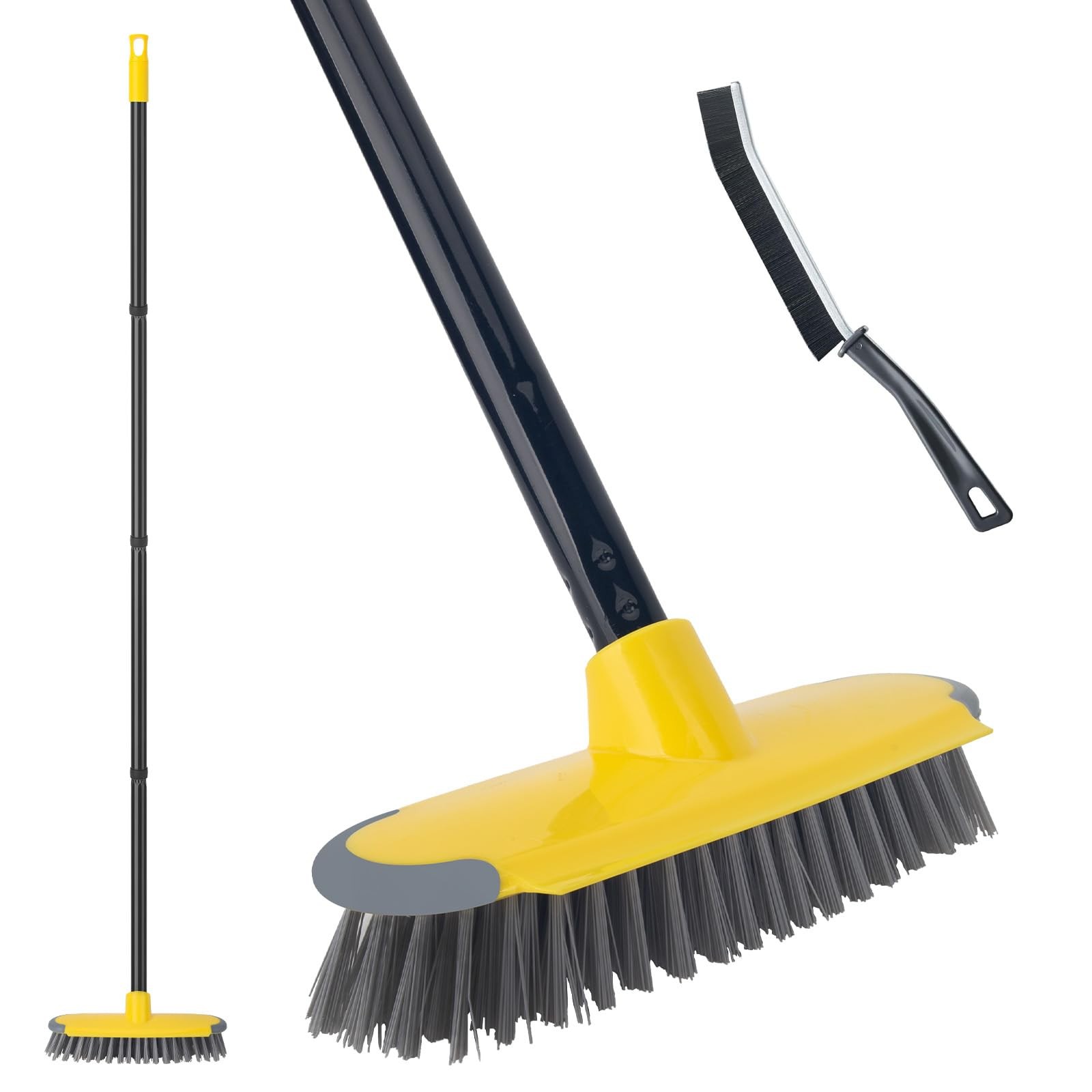 Deck Brush with Long Handle, Floor Scrub Broom for Shower, 50” Outdoor Scrub…