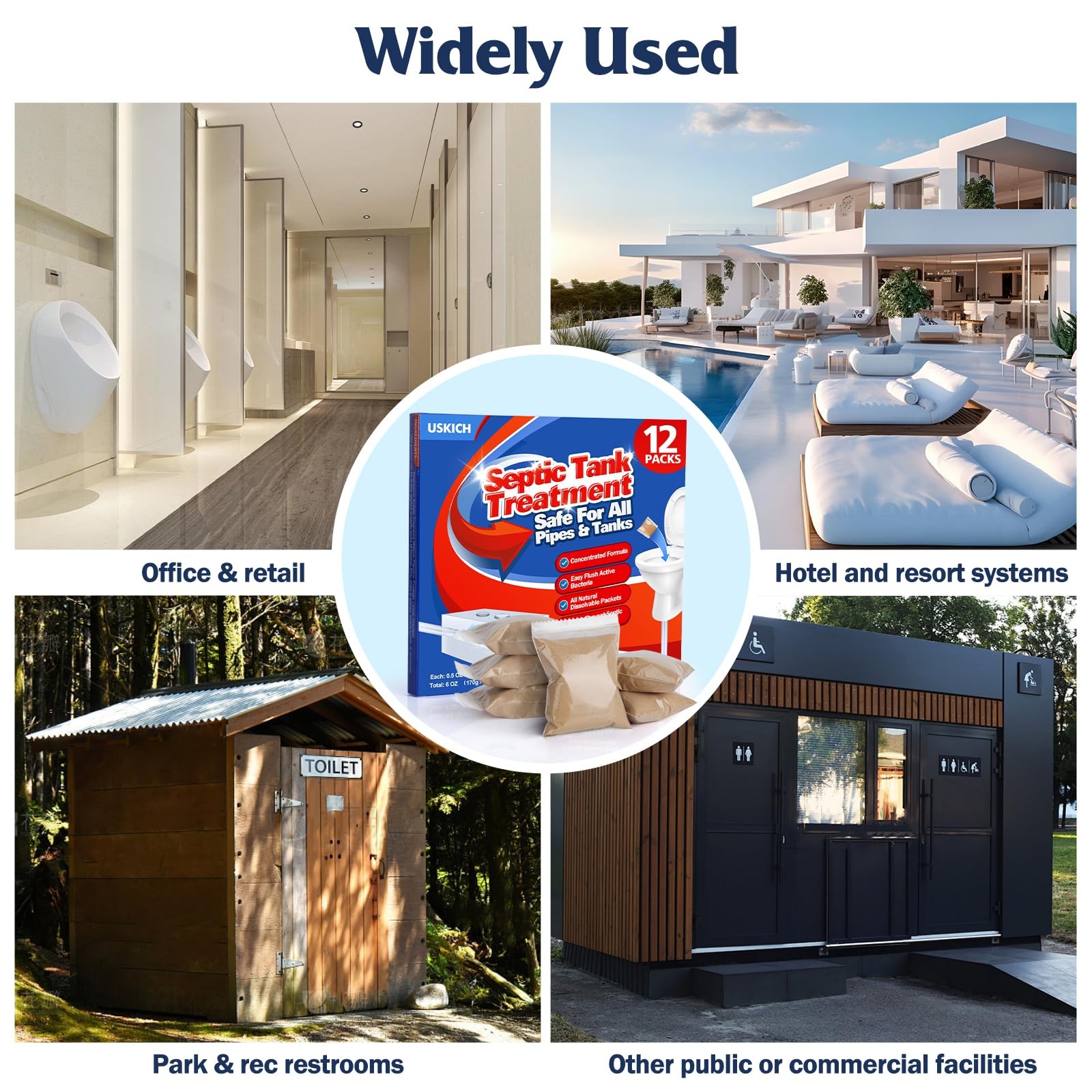 Septic Tank Treatment Packets – 12 Pack for 1-Year Supply, Flushable & Dissolvab