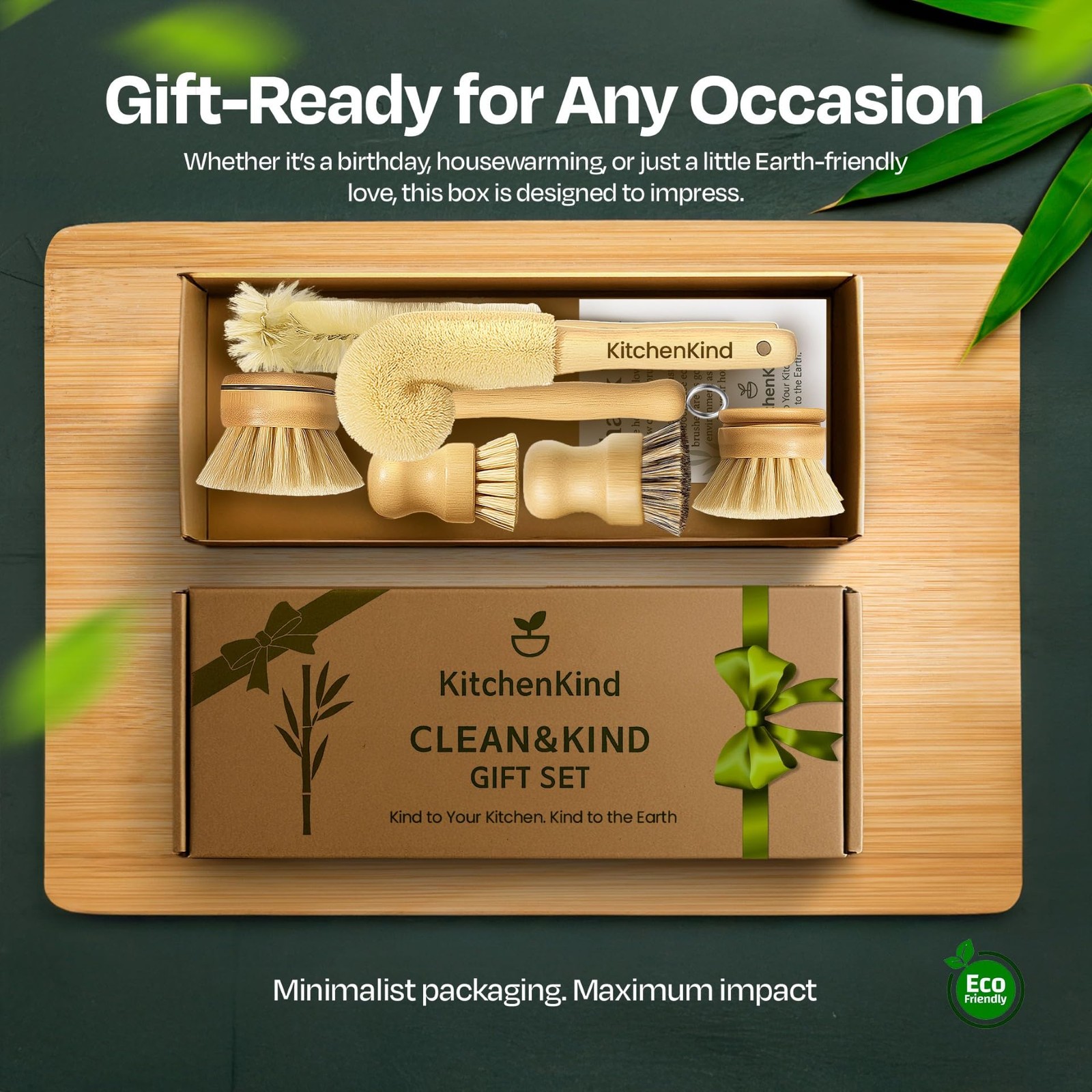 Clean & Kind Gift Set – Premium 6-Piece Eco-Friendly Kitchen Brush Set with N…