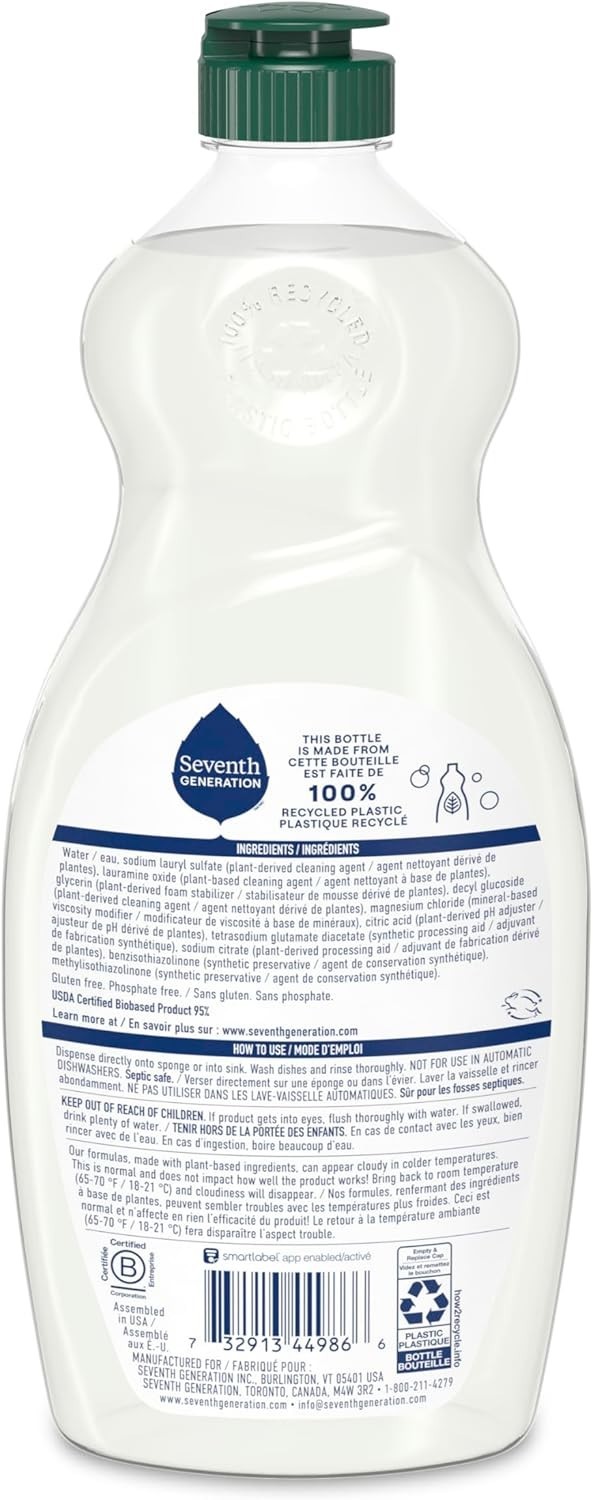 Pack of 6 Seventh Generation Dish Soap – Free & Clear, 19 oz, Safe for Families