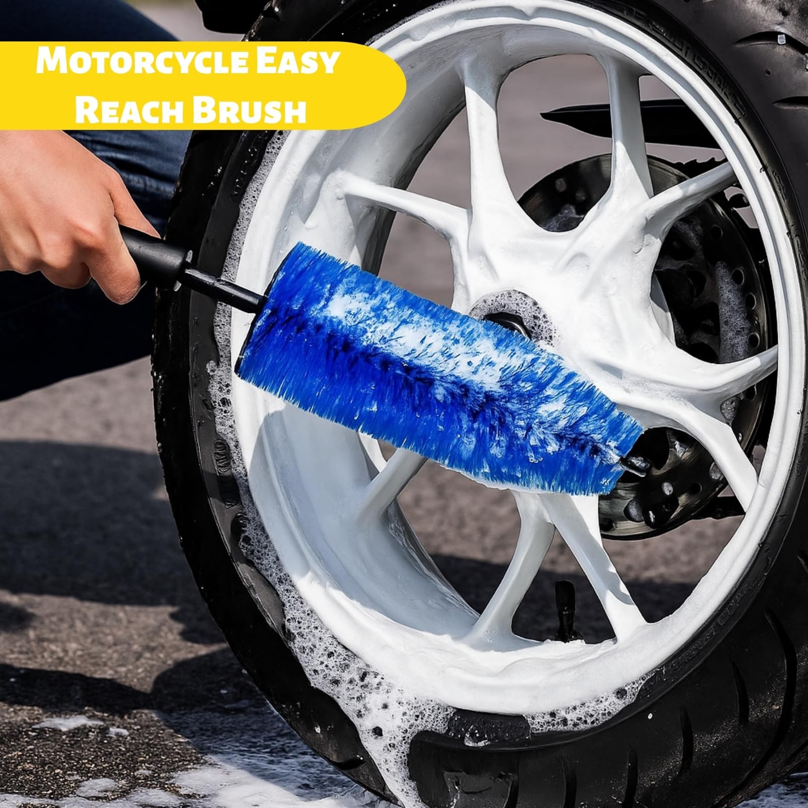 Set of 6 Motorcycle Cleaning Brush Kit, Motorcycle Detailing Wash Kit, Includ…