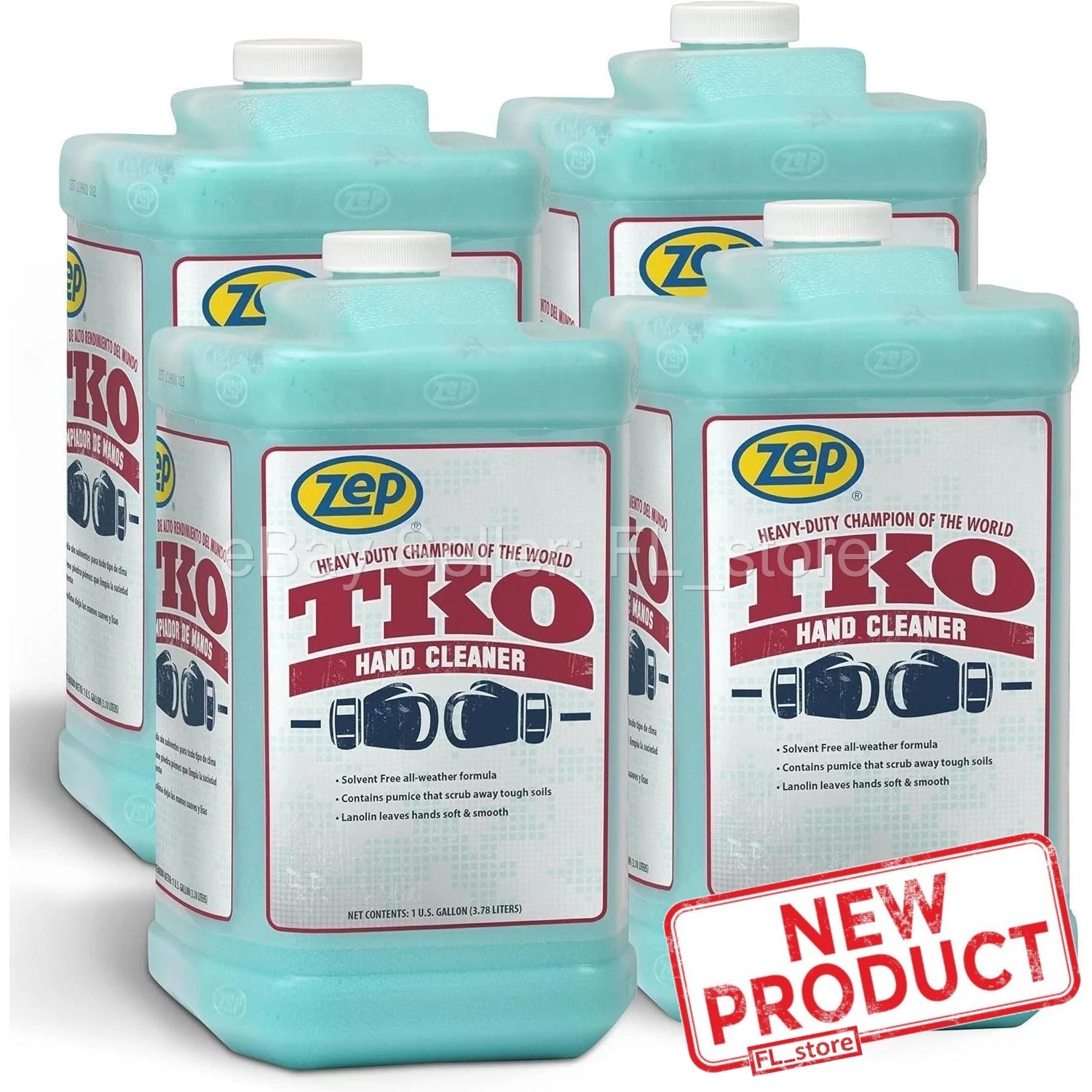 4 PACK Zep TKO Heavy-Duty Industrial Gritted Hand Cleaner Lemon – 1 Gallon NEW