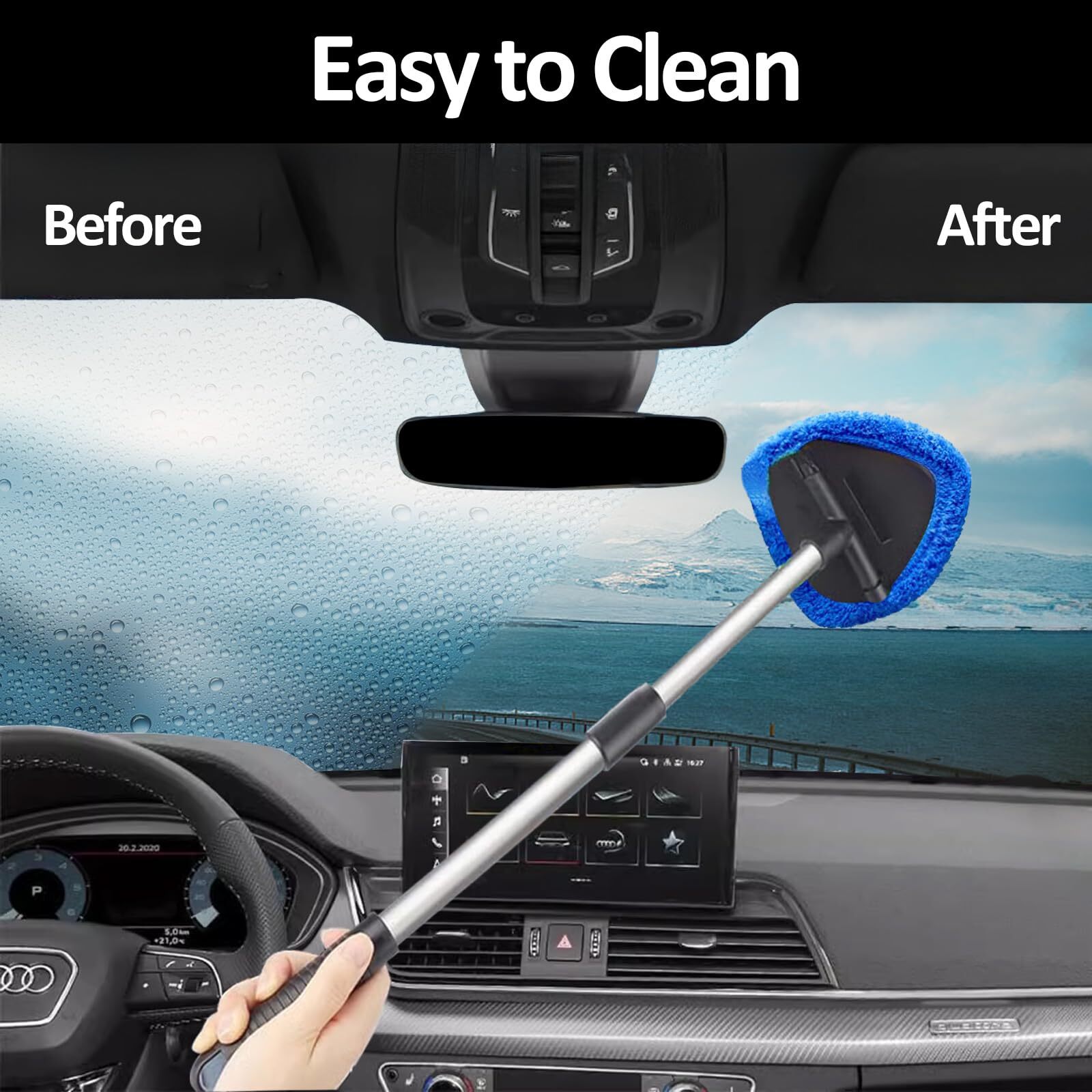 Car Windshield Cleaning Tools Expandable Car Window Cleaner kit with 4 Reusab…