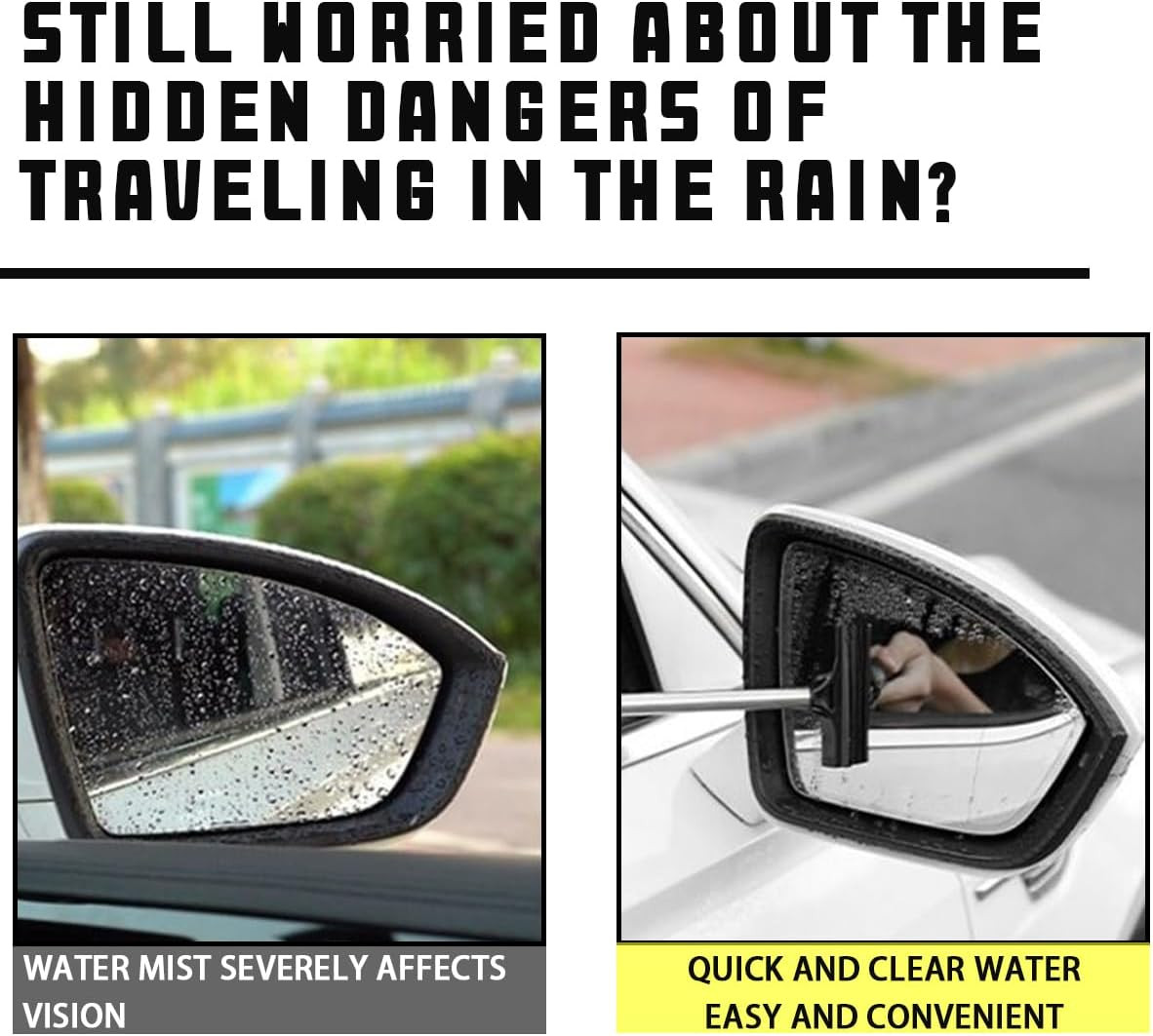 Car Rearview Mirror Wiper, Retractable Auto Glass Squeegee, Water Cleaner with T