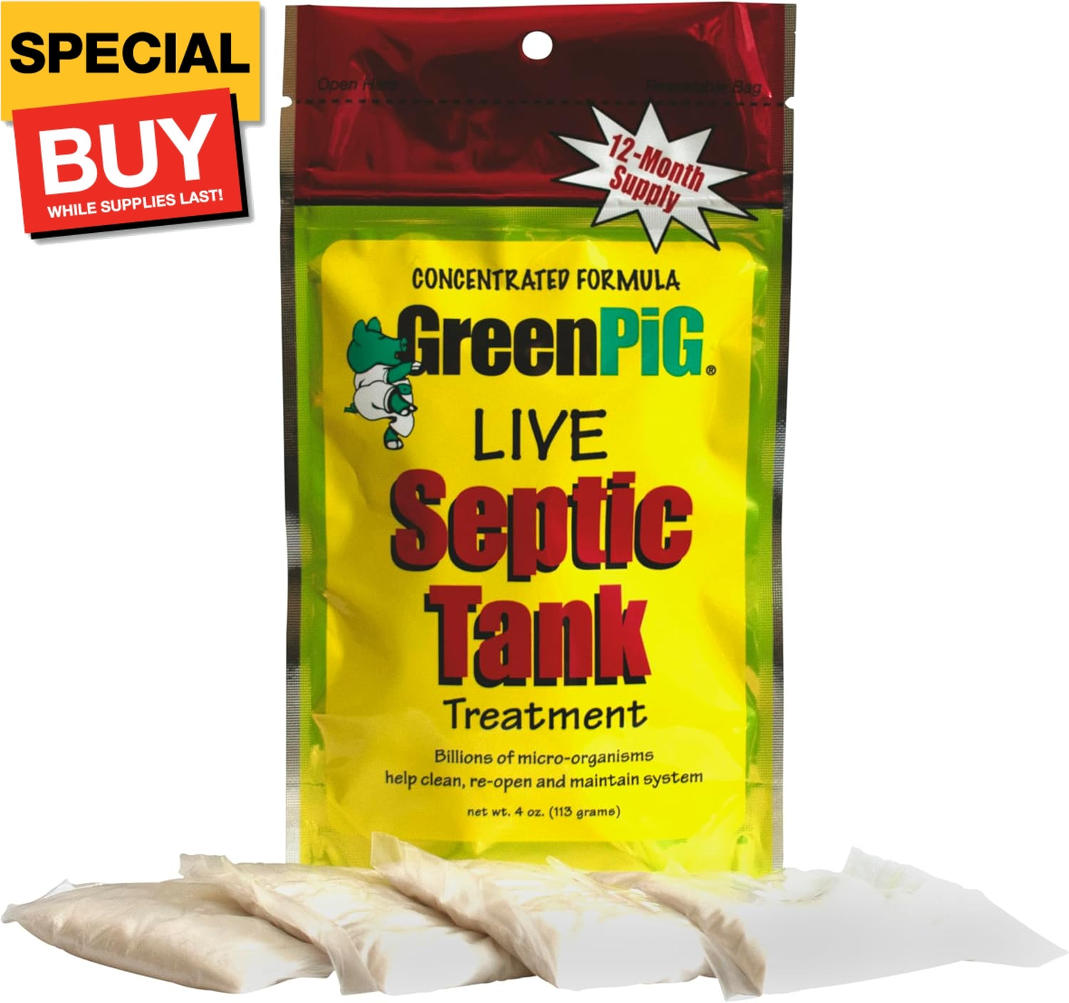 Septic Tank Treatment Packets, Septic Safe Clog Remover, Prevents Expensive Sept