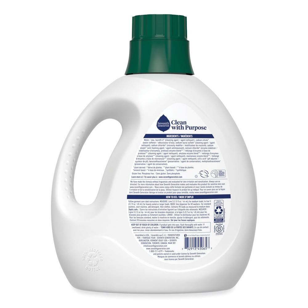 Seventh Generation 45065CT 135 oz. Liquid Detergent – Fragrance Free (4/CT) New