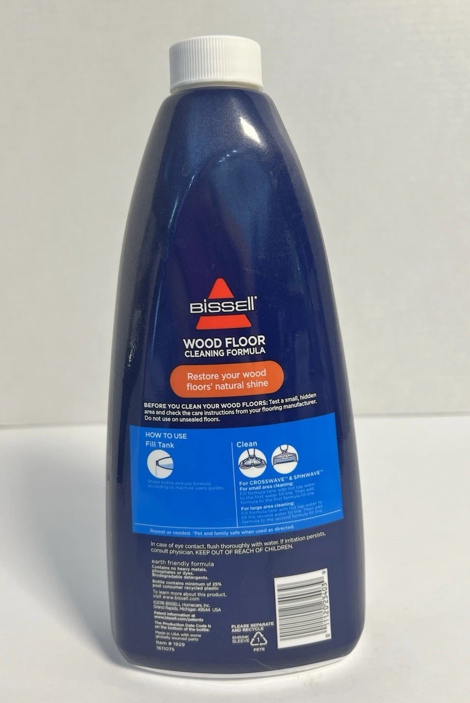 BISSELL Wood Floor Cleaner 32 Oz Crosswave & Spinwave Lemon Scent Pet Safe