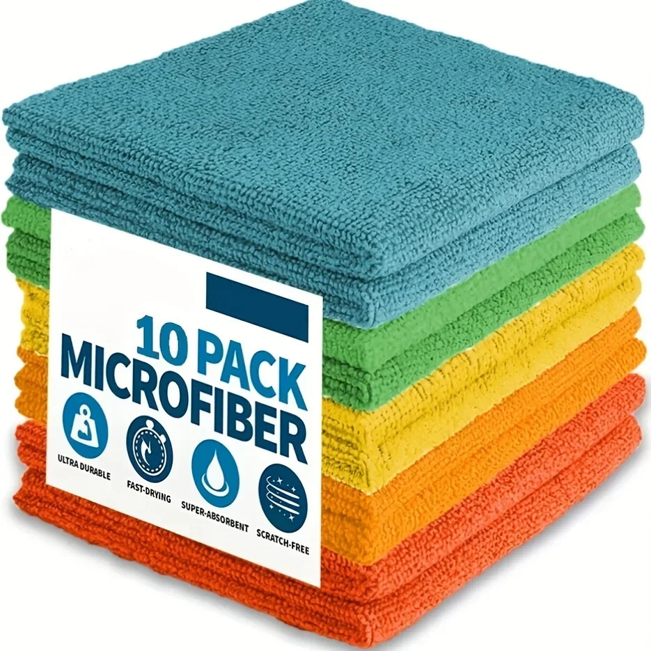 Microfiber Cleaning Colored Clot Household Rag Kitchen Bathroom Rag Towel 10pcs.
