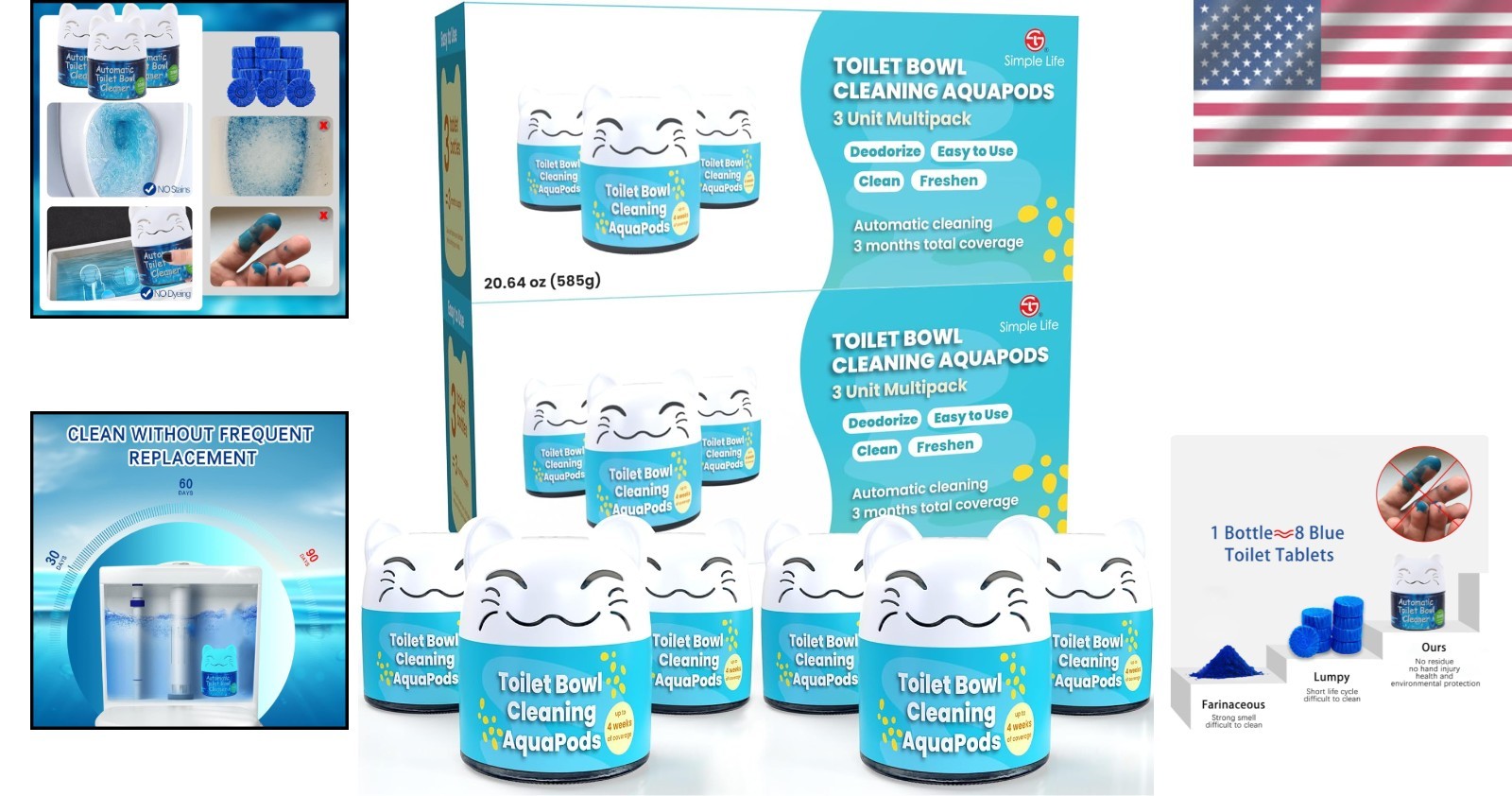 Effortless Long-Lasting Toilet Bowl Cleaner – Non-Toxic & Eco-Friendly (6 Pack)