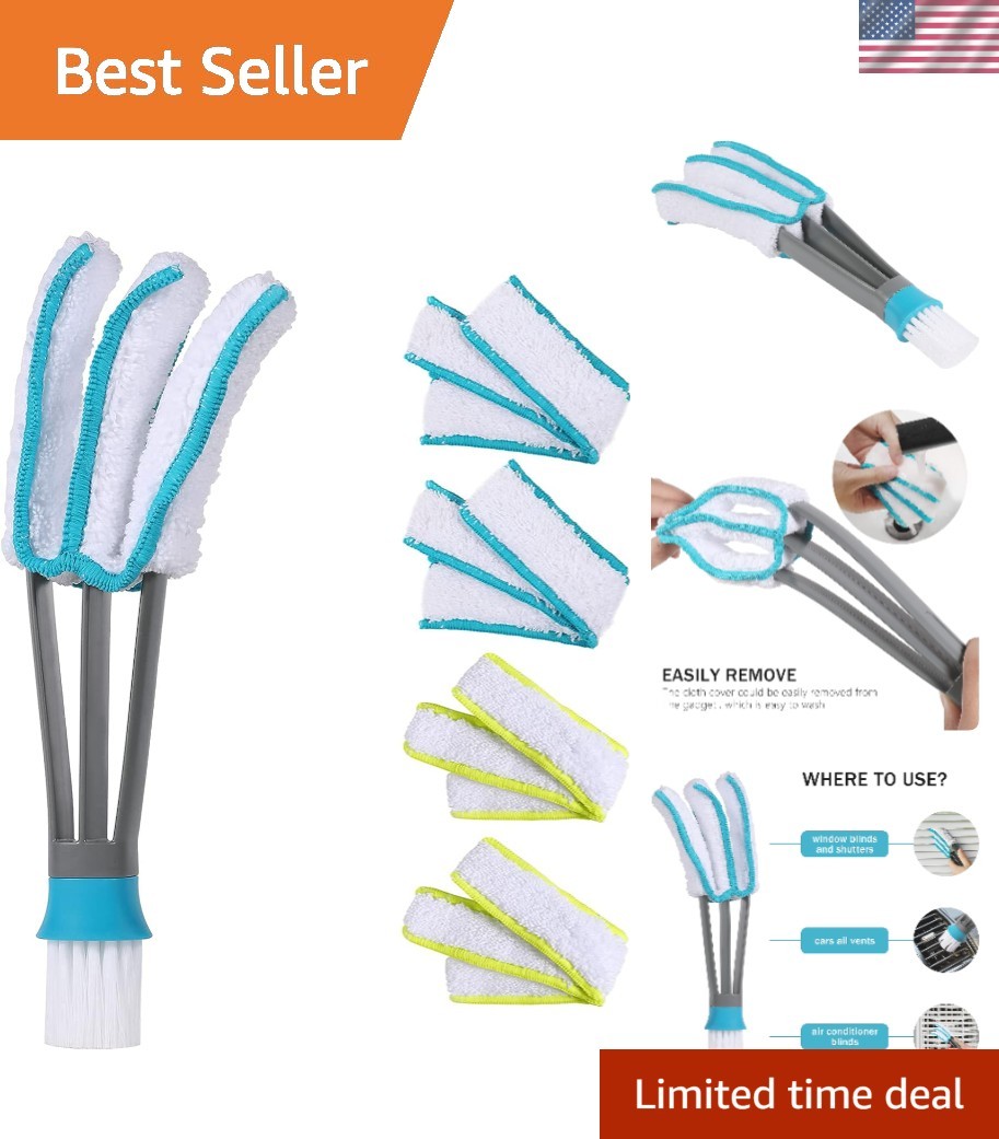 Luxury Blind Duster with 5 Microfiber Sleeves – Effortless Window Cleaning Tool