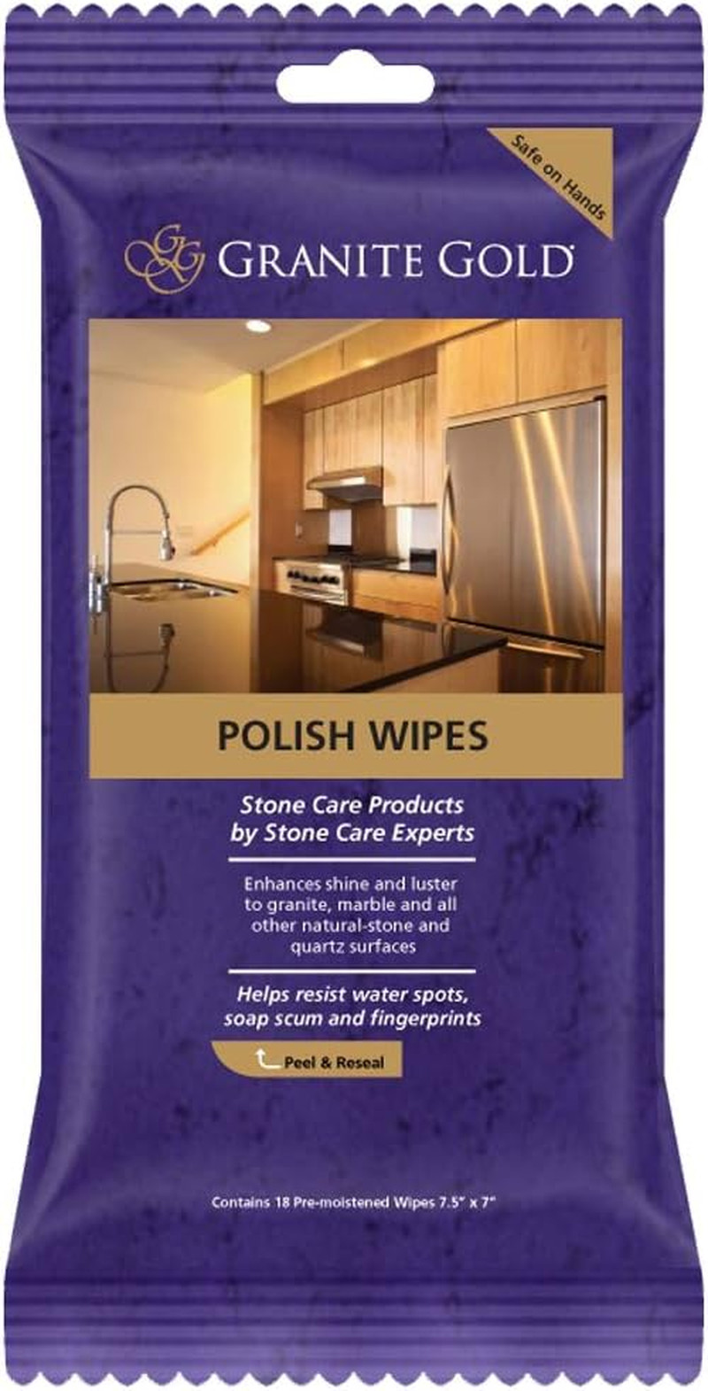 Streak-Free Stone Polish Wipes 18Ct Granite Quartz Marble