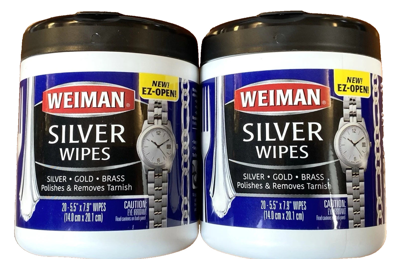 2 Pack Weiman Jewelry GOLD BRASS SILVER WIPES Polish Removes Tarnish 20ct each