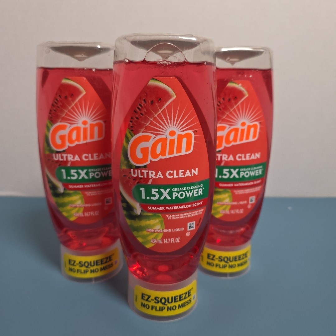 Pack of 3 Gain EZ-Squeeze Dishwashing Liquid Dish Soap Summer Watermelon 14.7oz